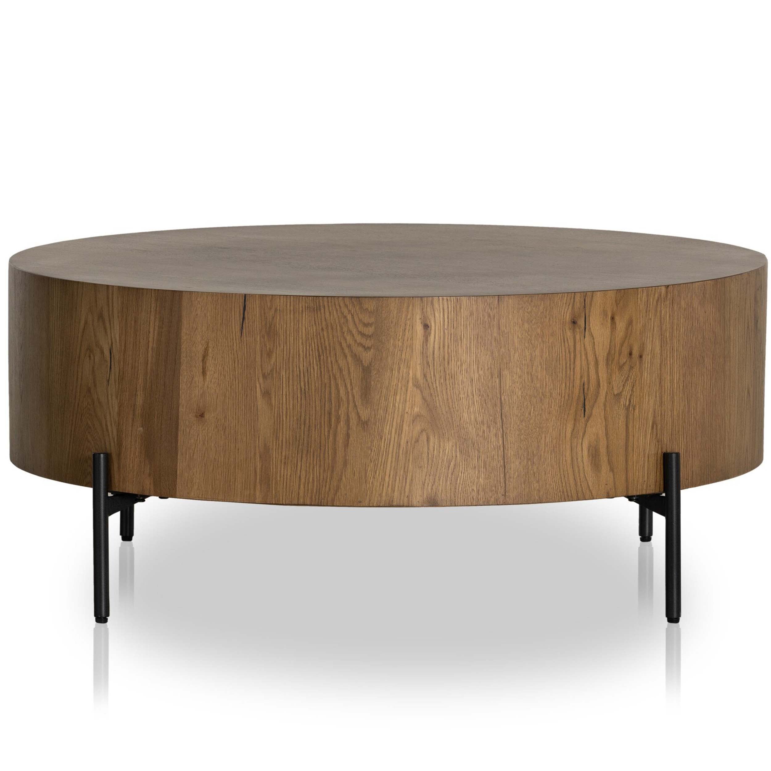 Eaton Drum Coffee Table, Amber Oak Resin