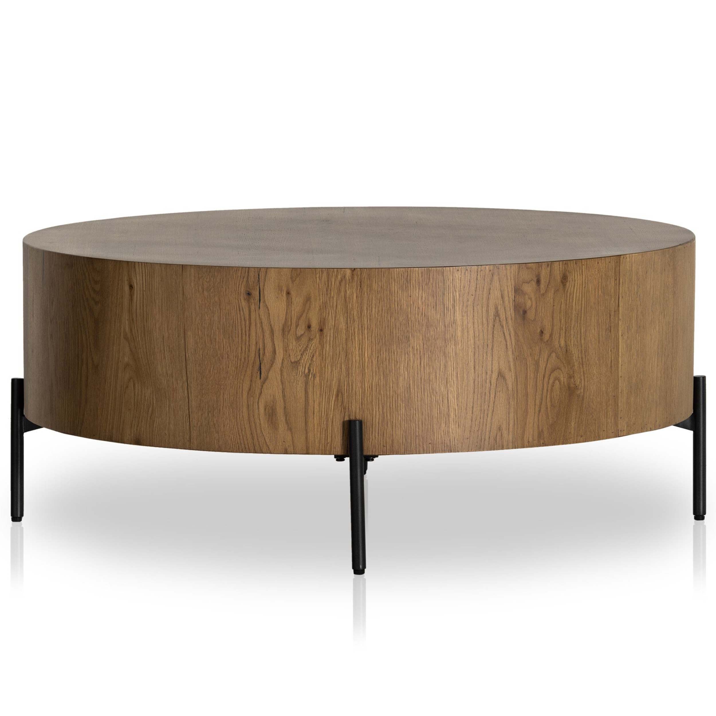 Eaton Drum Coffee Table, Amber Oak Resin