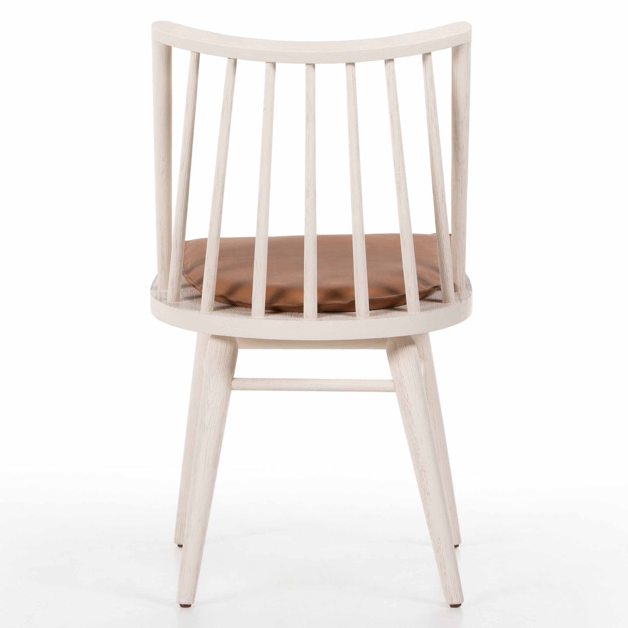 Lewis Windsor Chair, Whiskey Saddle, Off White