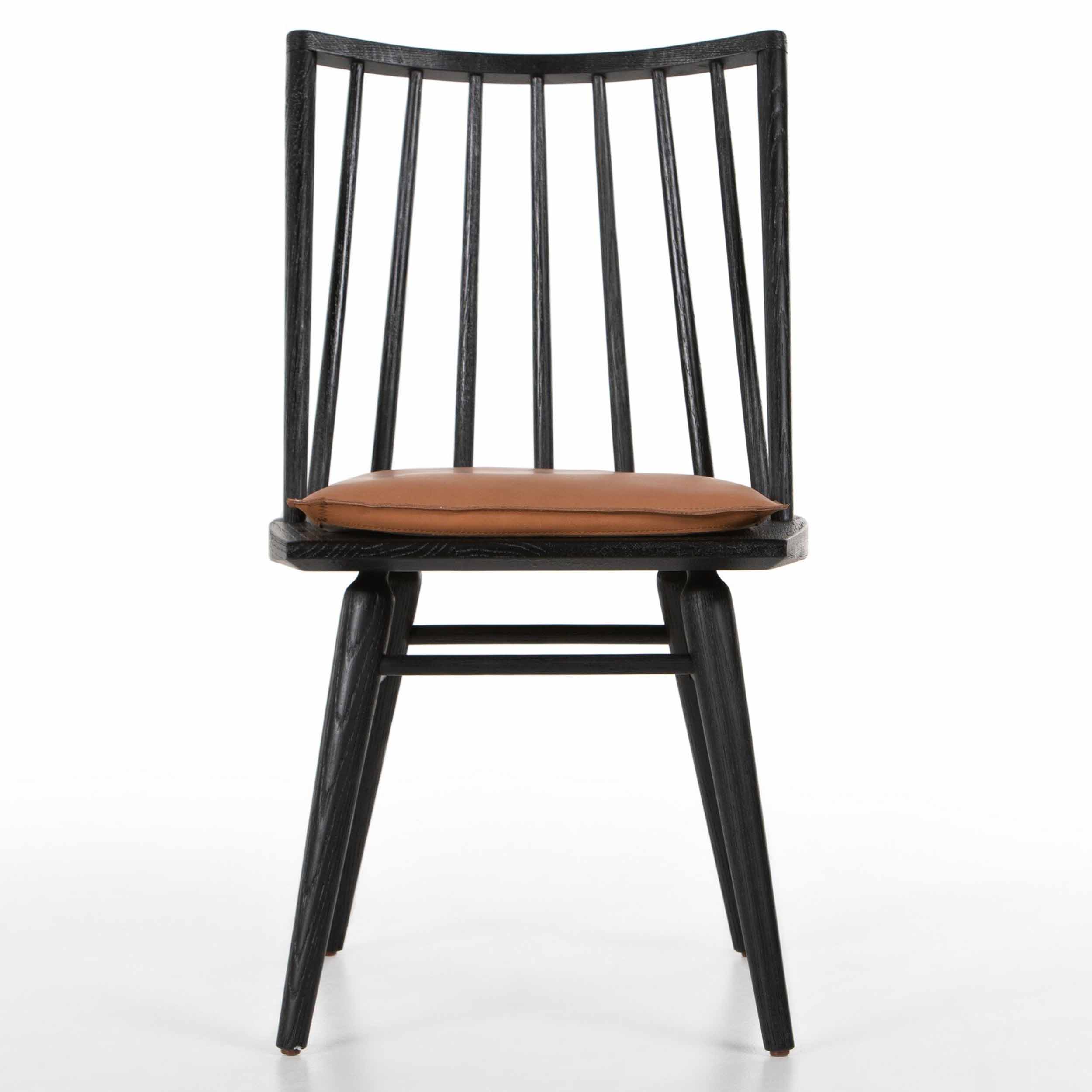 Lewis Windsor Chair, Whiskey Saddle, Black Oak