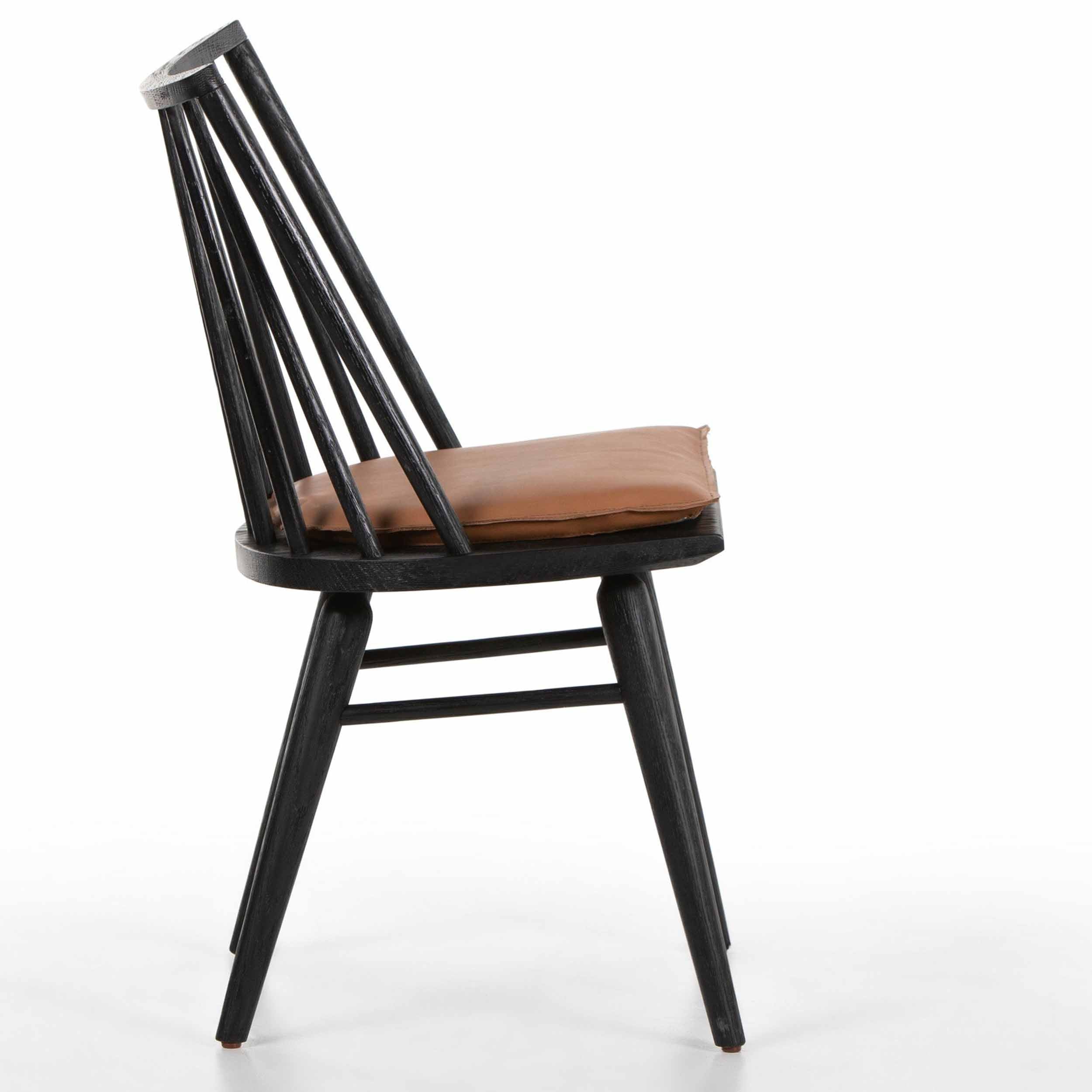 Lewis Windsor Chair, Whiskey Saddle, Black Oak
