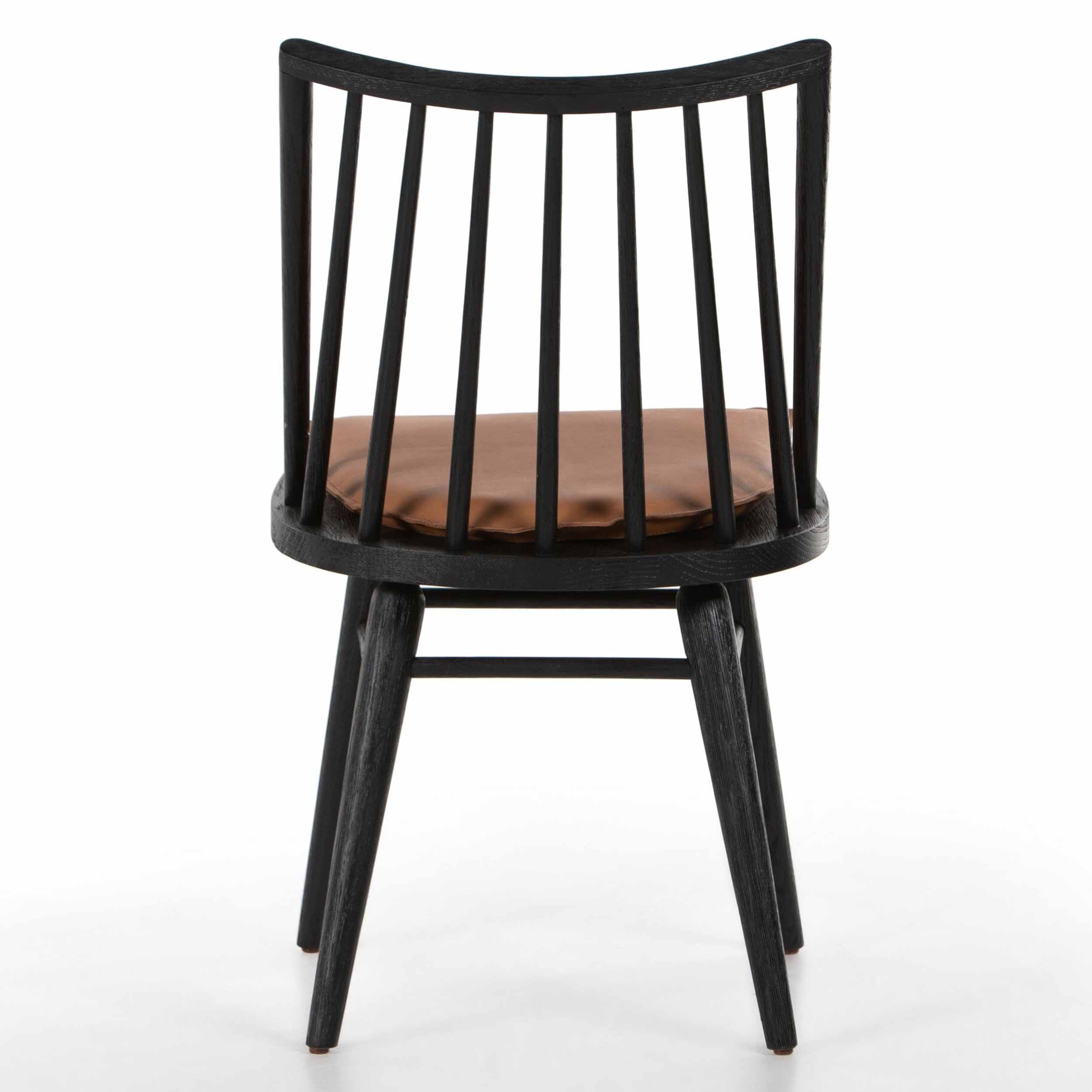 Lewis Windsor Chair, Whiskey Saddle, Black Oak