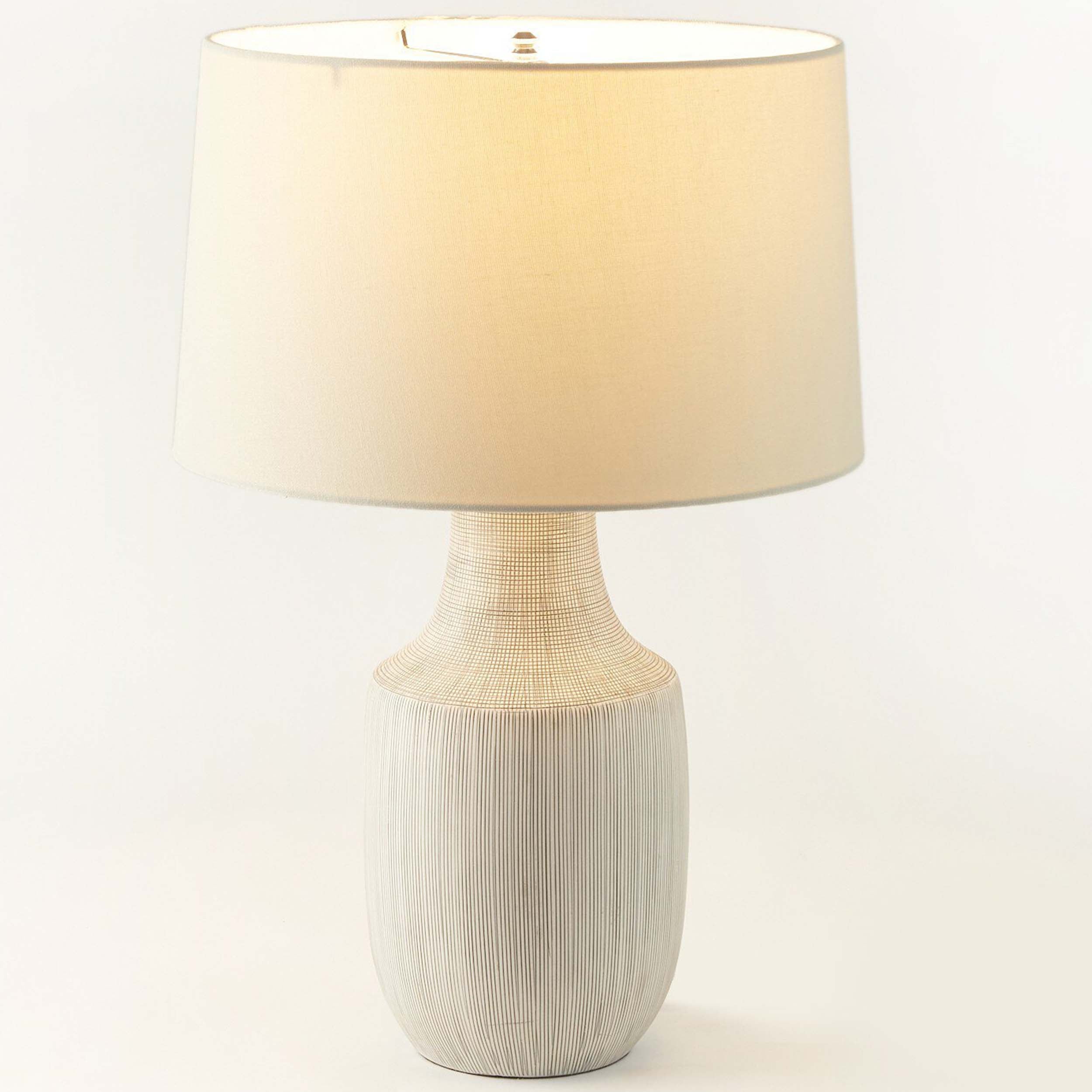 Ombak Table Lamp, Black & White Grid Porcelain Ceramic