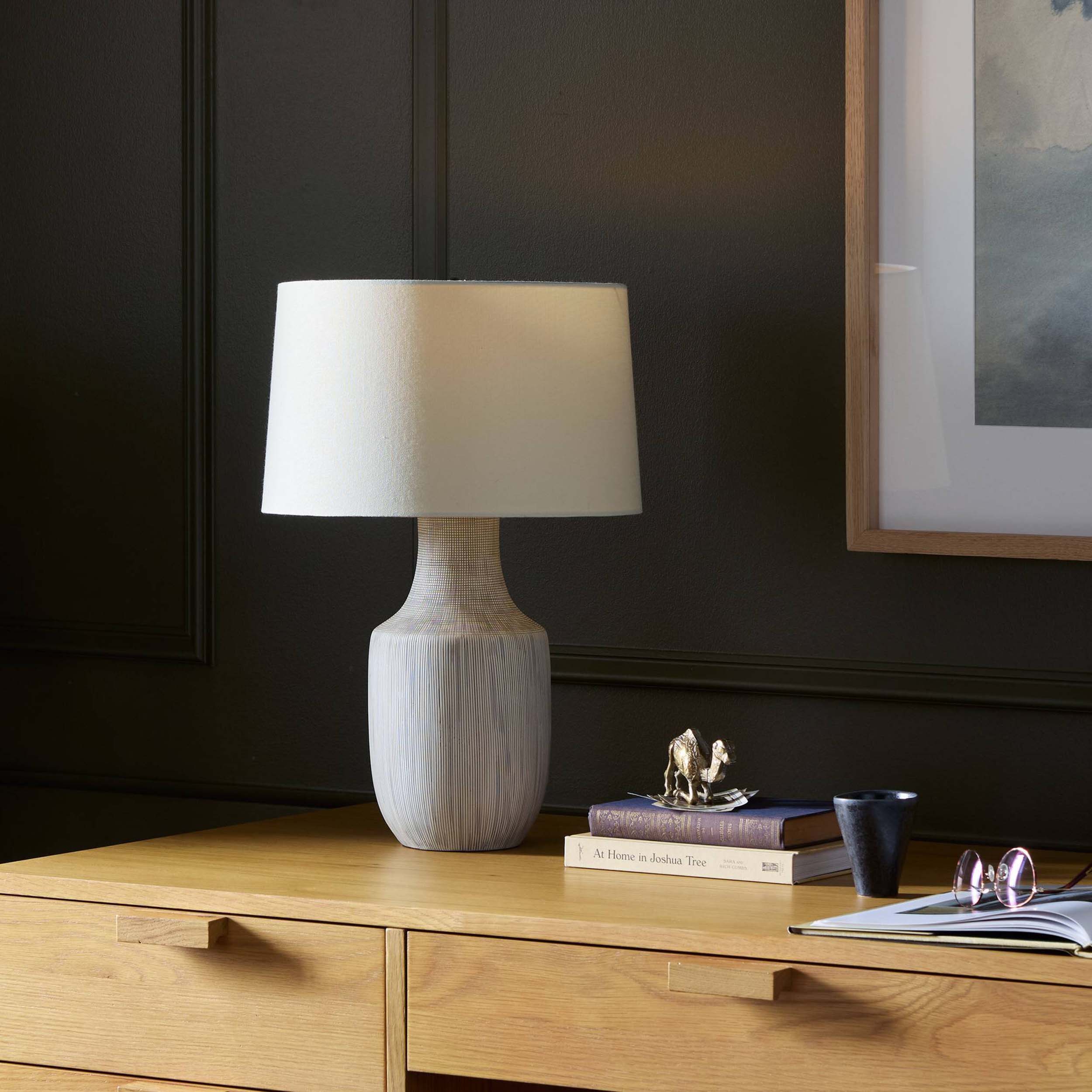 Ombak Table Lamp, Black & White Grid Porcelain Ceramic