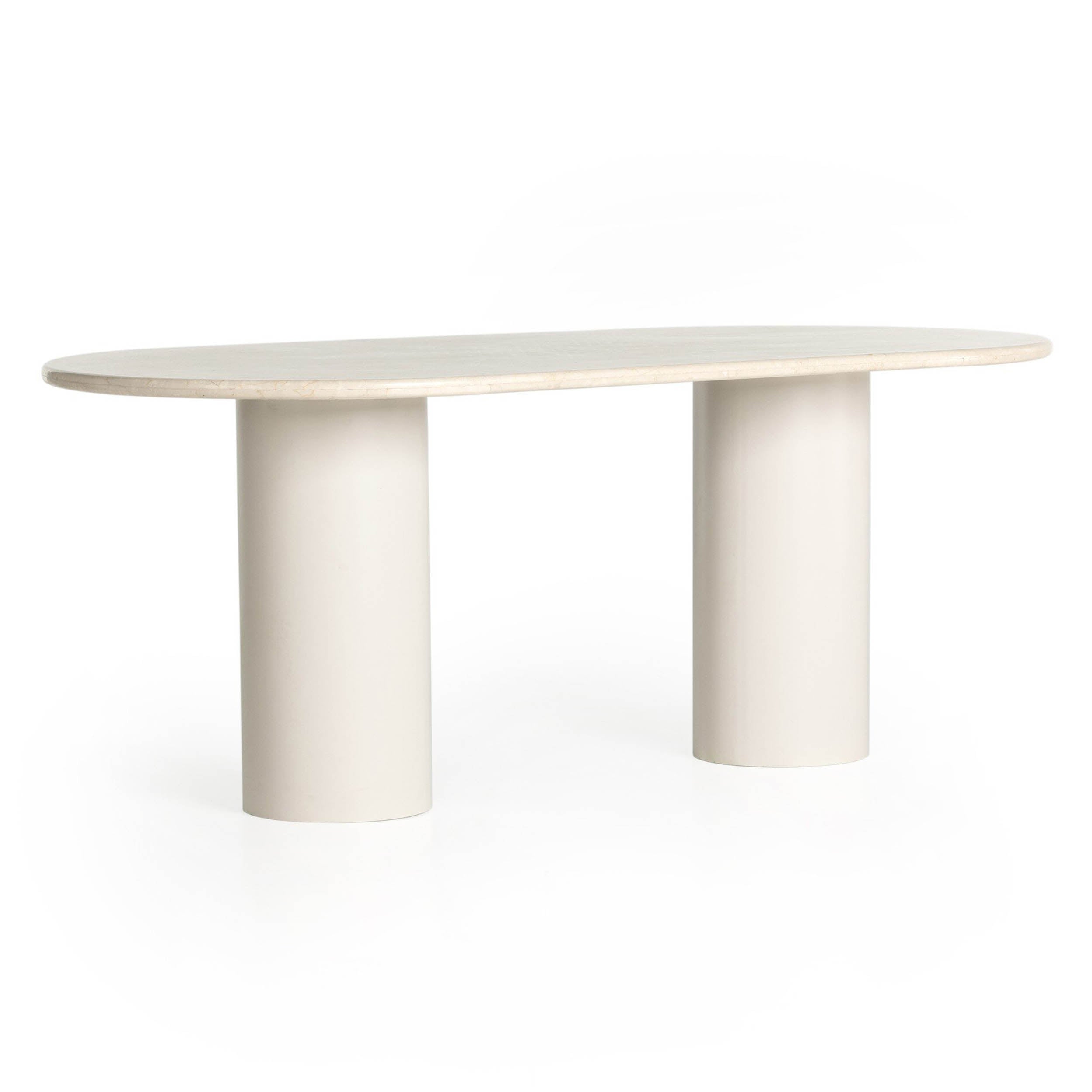 Belle Oval Dining Table, Cream Marble