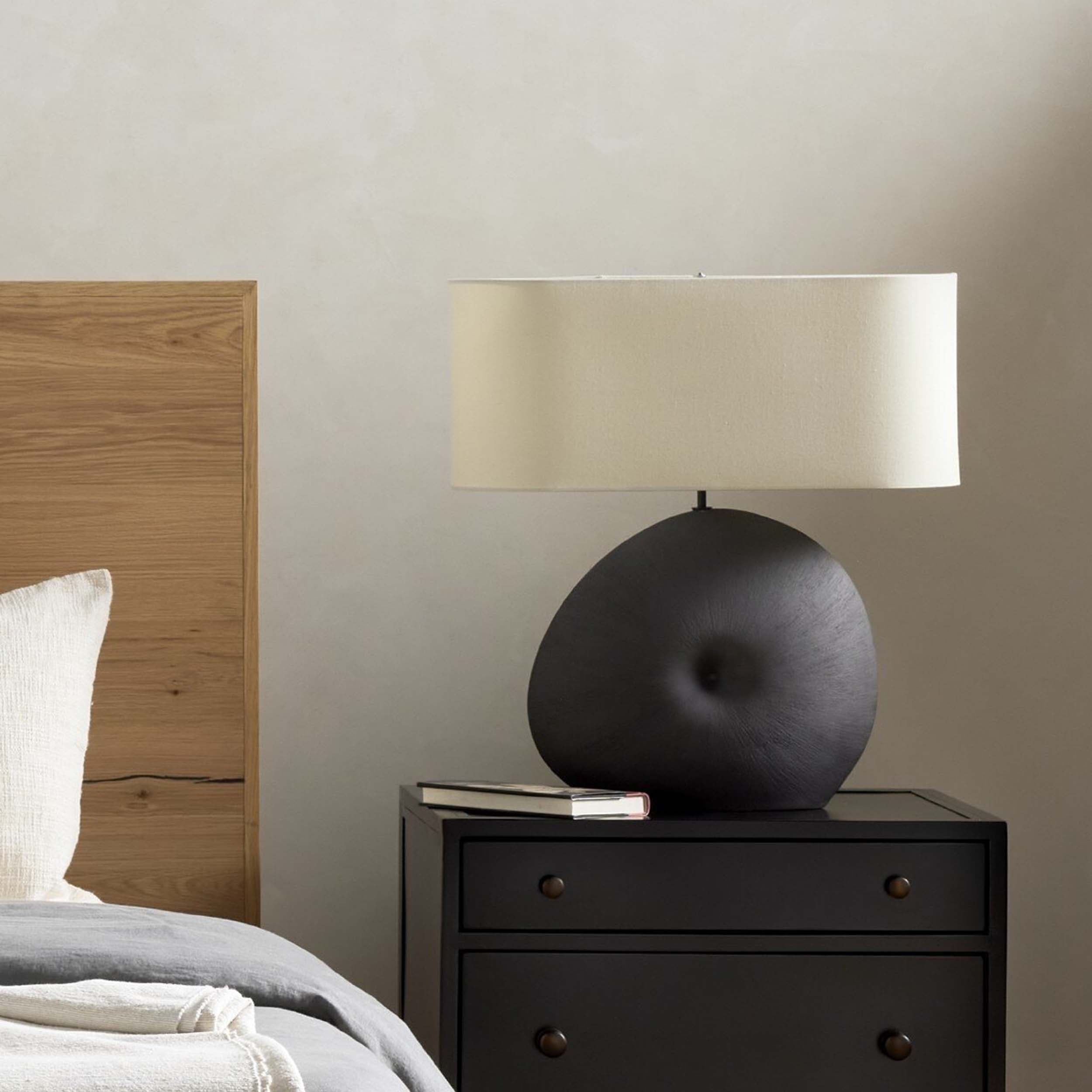 Busaba Table Lamp, Textured Matte Black Porcelain Ceramic