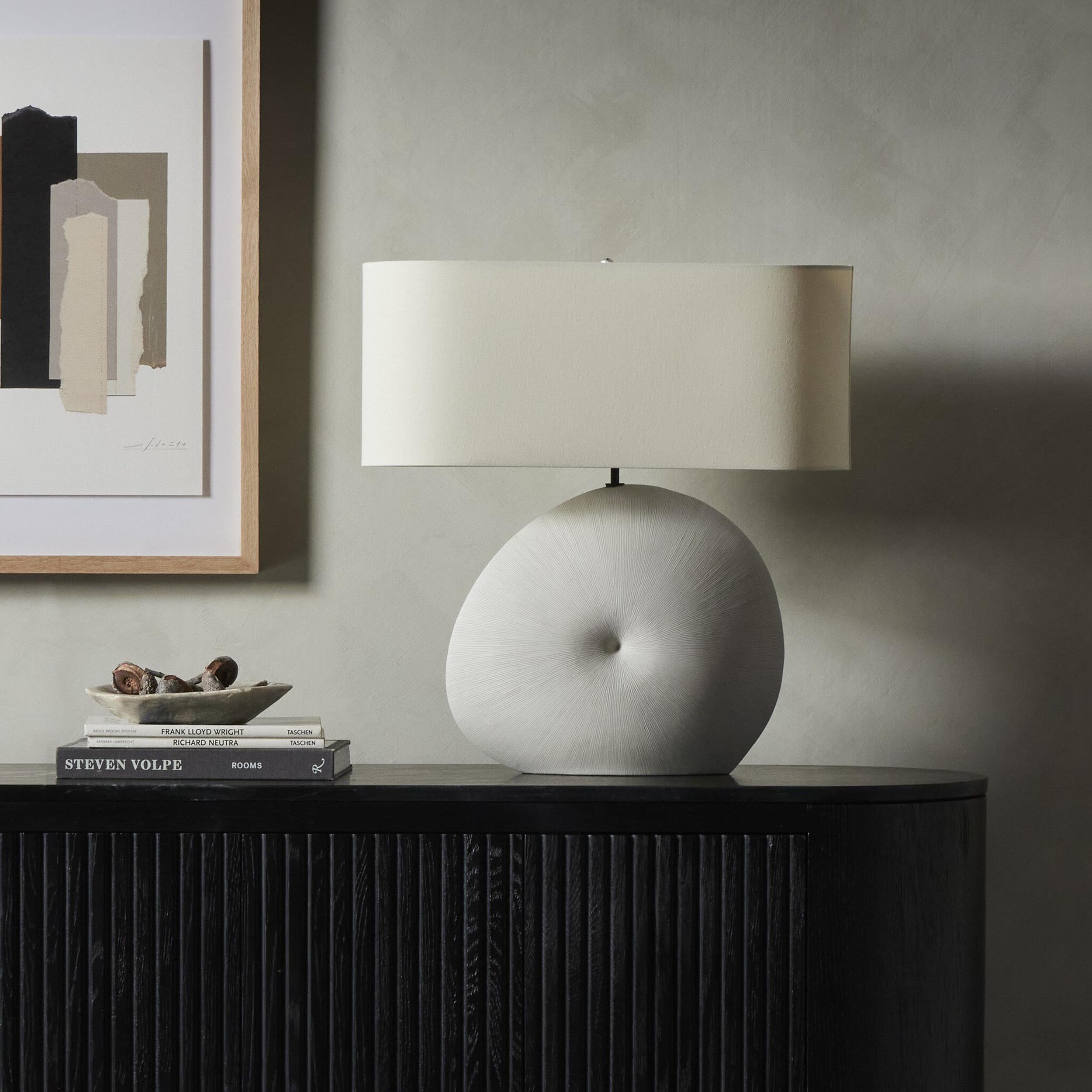 Busaba Table Lamp, Textured Matte White Porcelain Ceramic