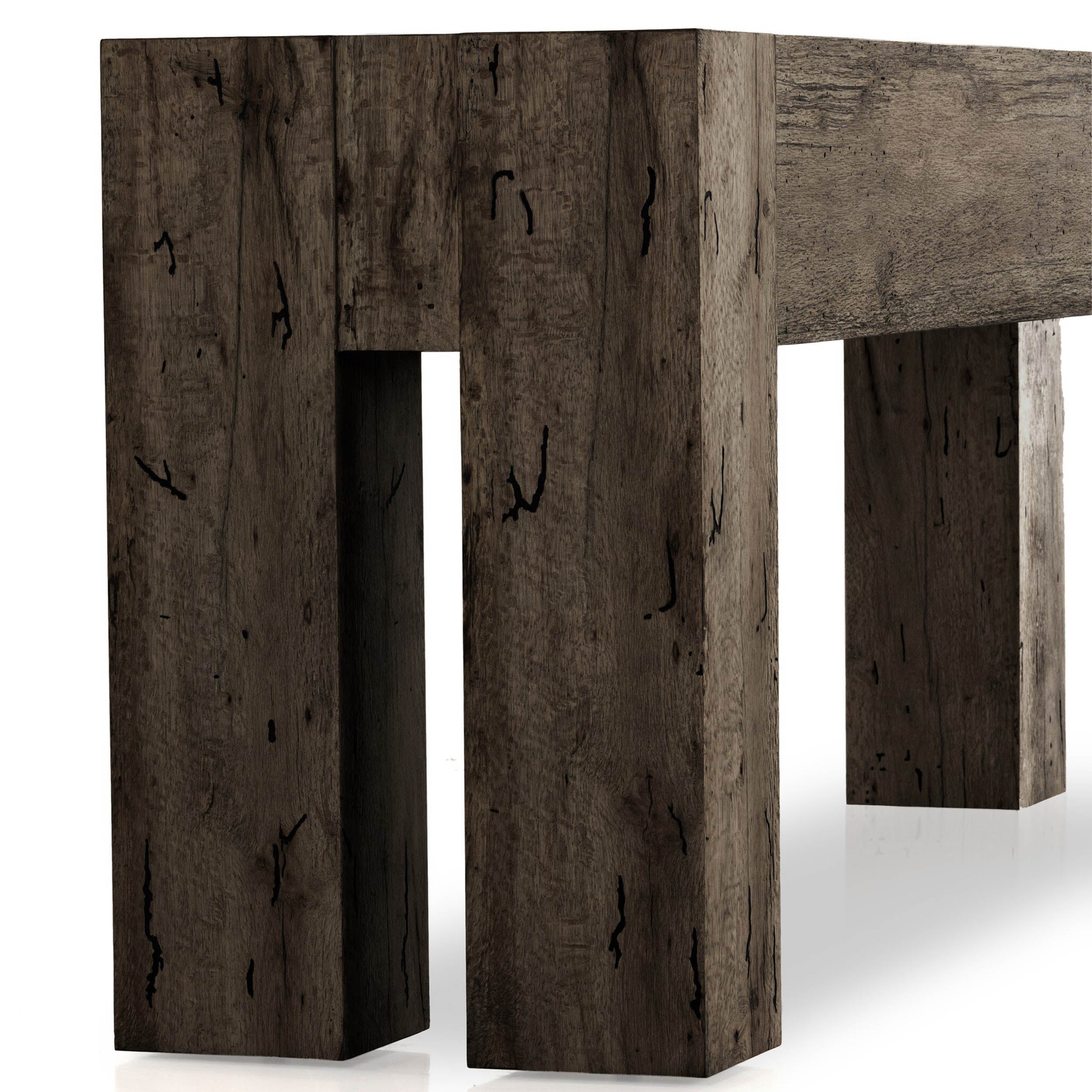 Abaso Console Table, Ebony Rustic Ash Oyster