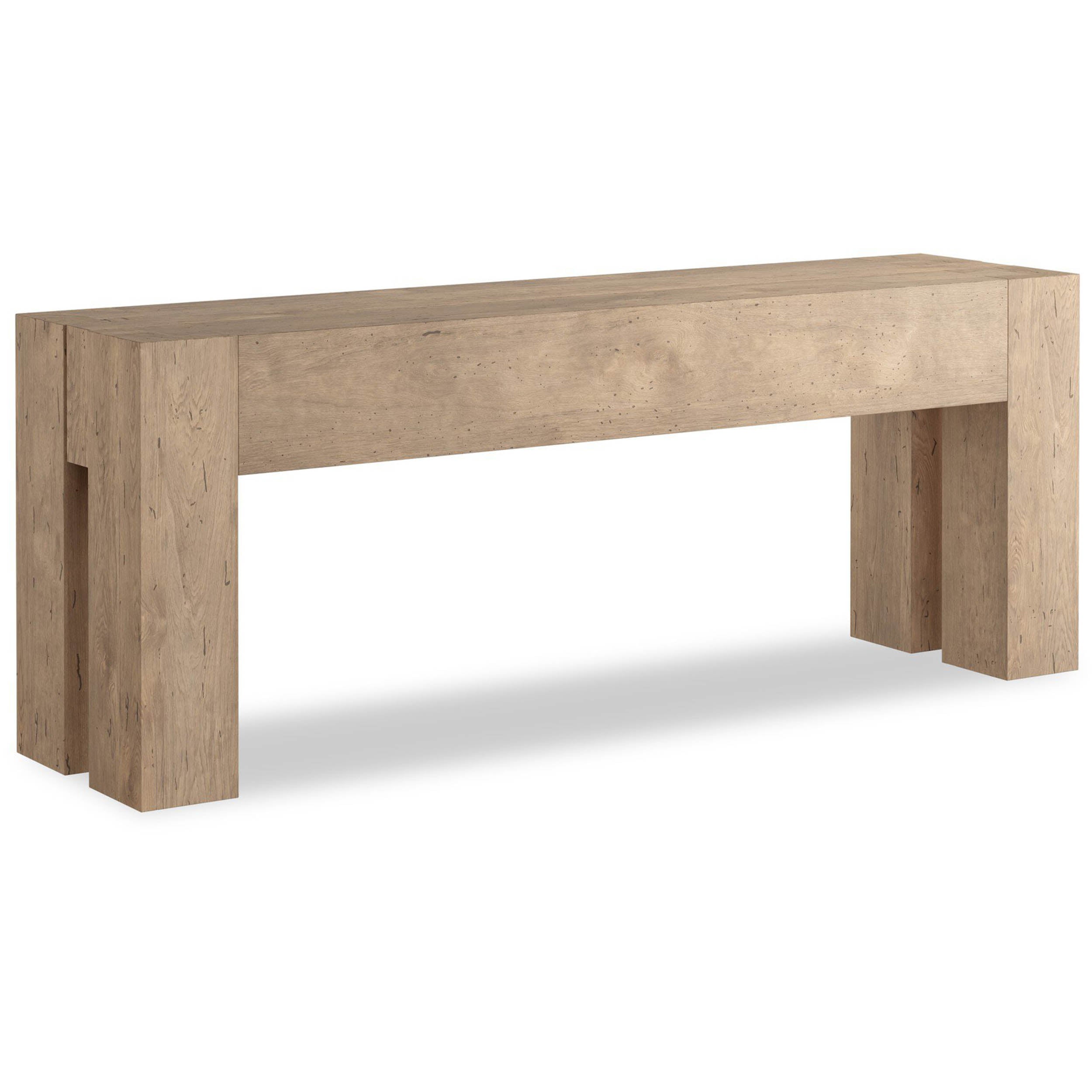 Abaso Console Table, Whitewash Rustic Wormwood Oak