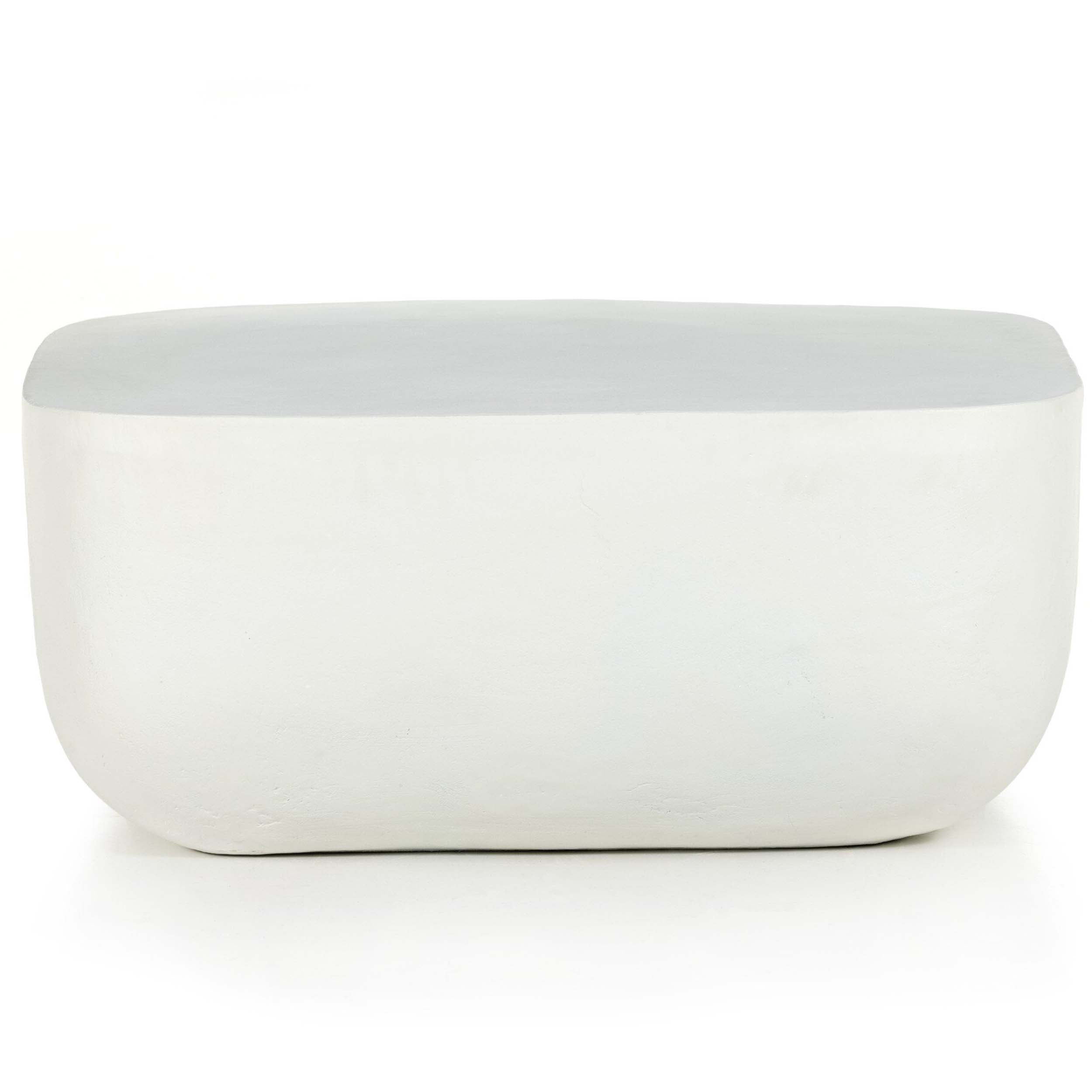 Basil Square Outdoor Coffee Table, Matte White Cast Aluminum