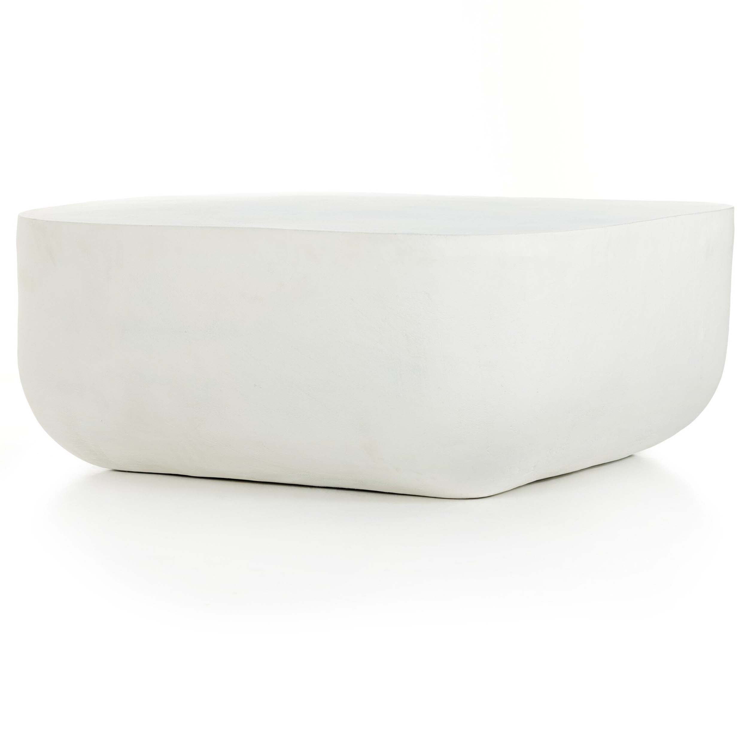 Basil Square Outdoor Coffee Table, Matte White Cast Aluminum