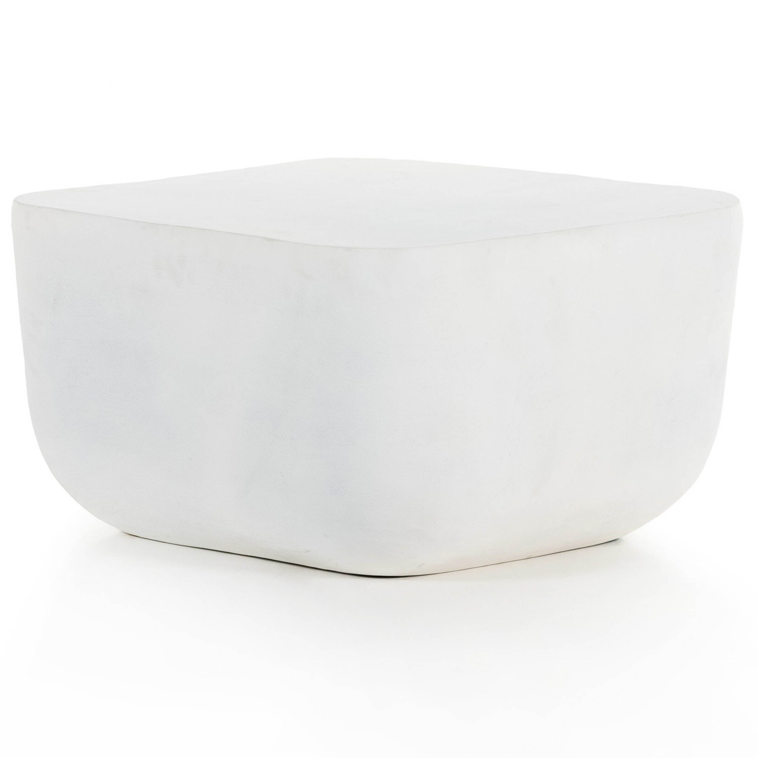 Basil Square Outdoor End Table, Matte White Cast Aluminum