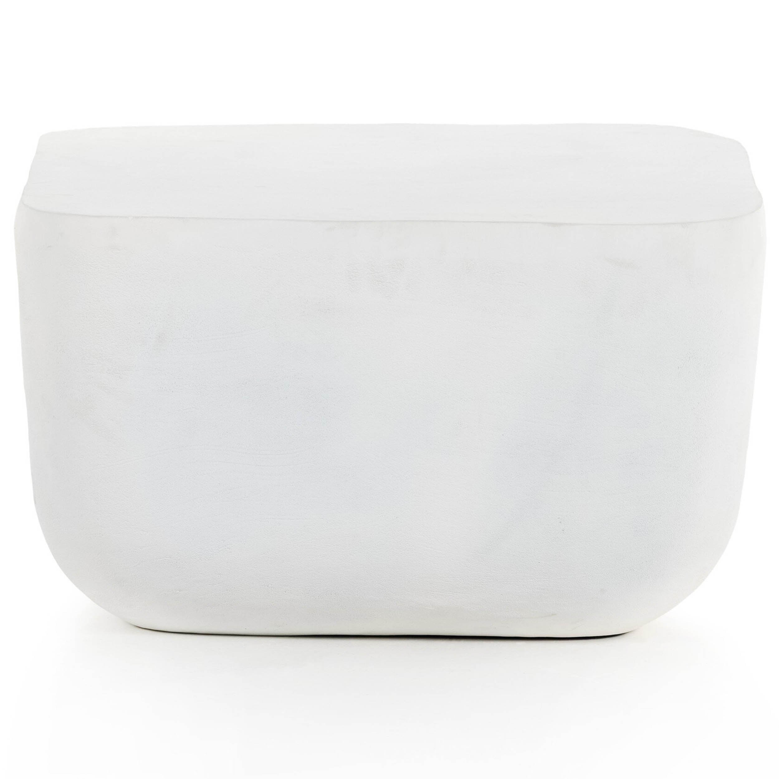 Basil Square Outdoor End Table, Matte White Cast Aluminum