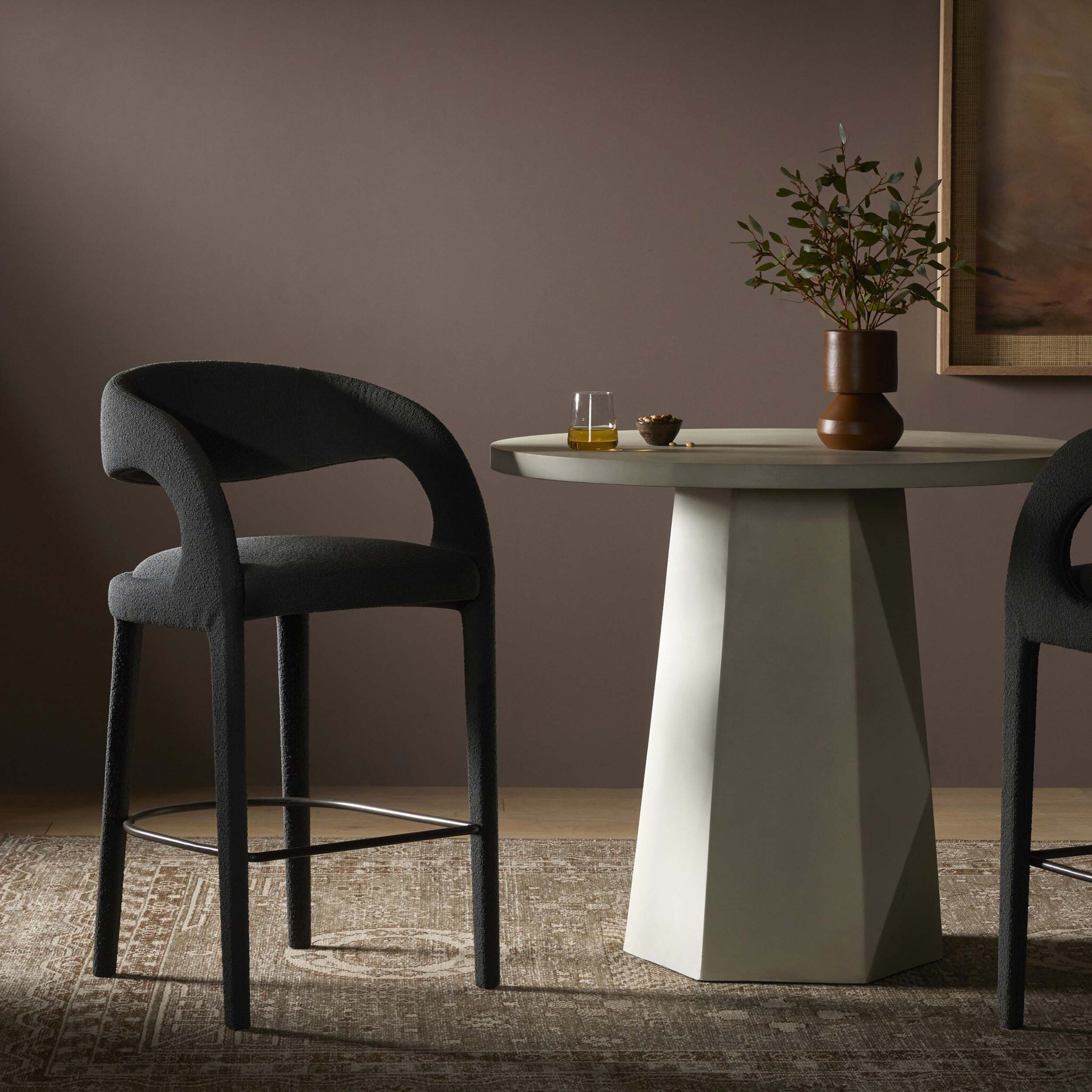 Hawkins Bar + Counter Stool, FIQA Boucle Charcoal