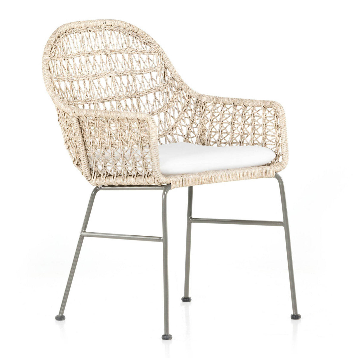 Bandera Outdoor Woven Dining Chair, Stinson White, Vintage White, Set of 2