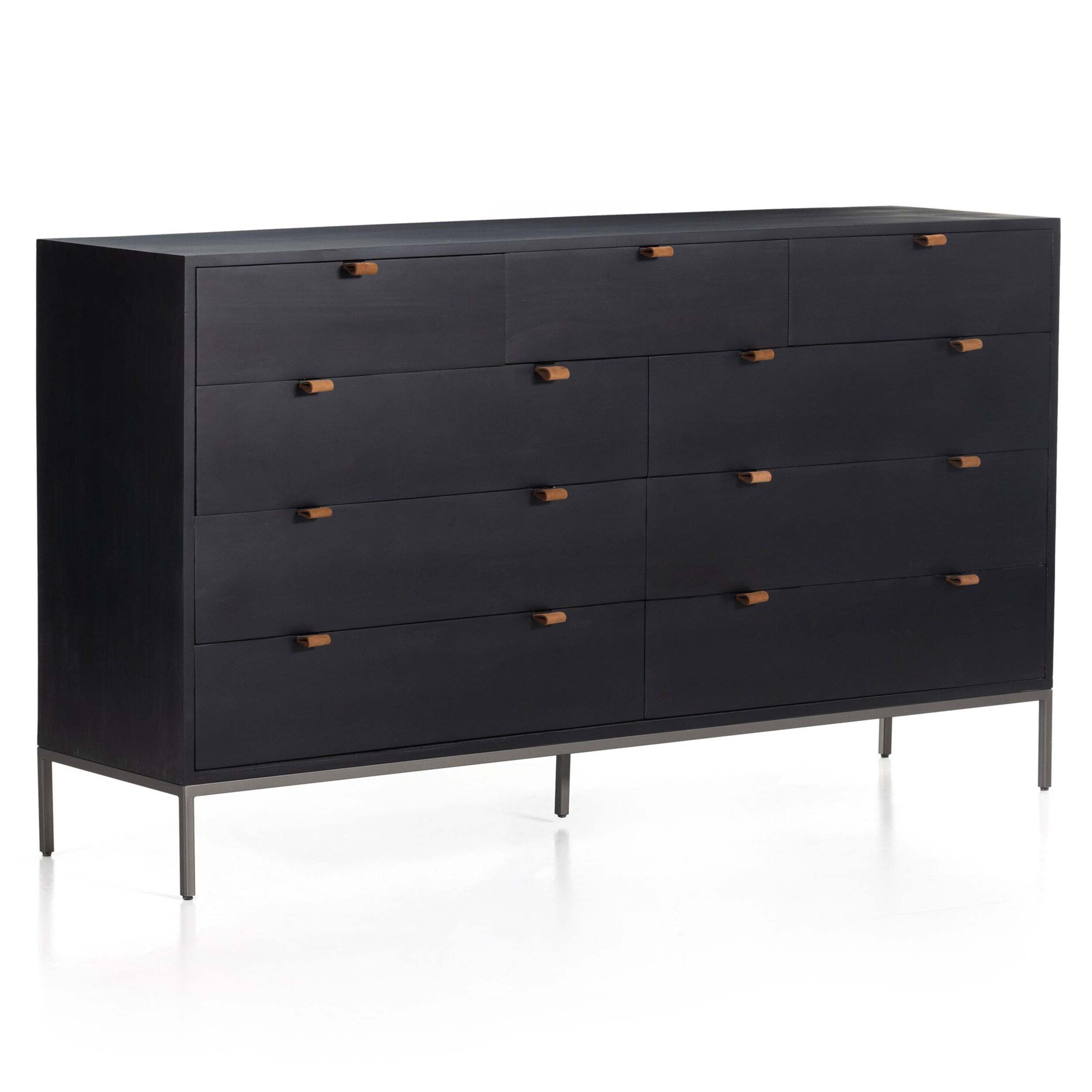 Trey 9 Drawer Dresser, Black Wash Poplar