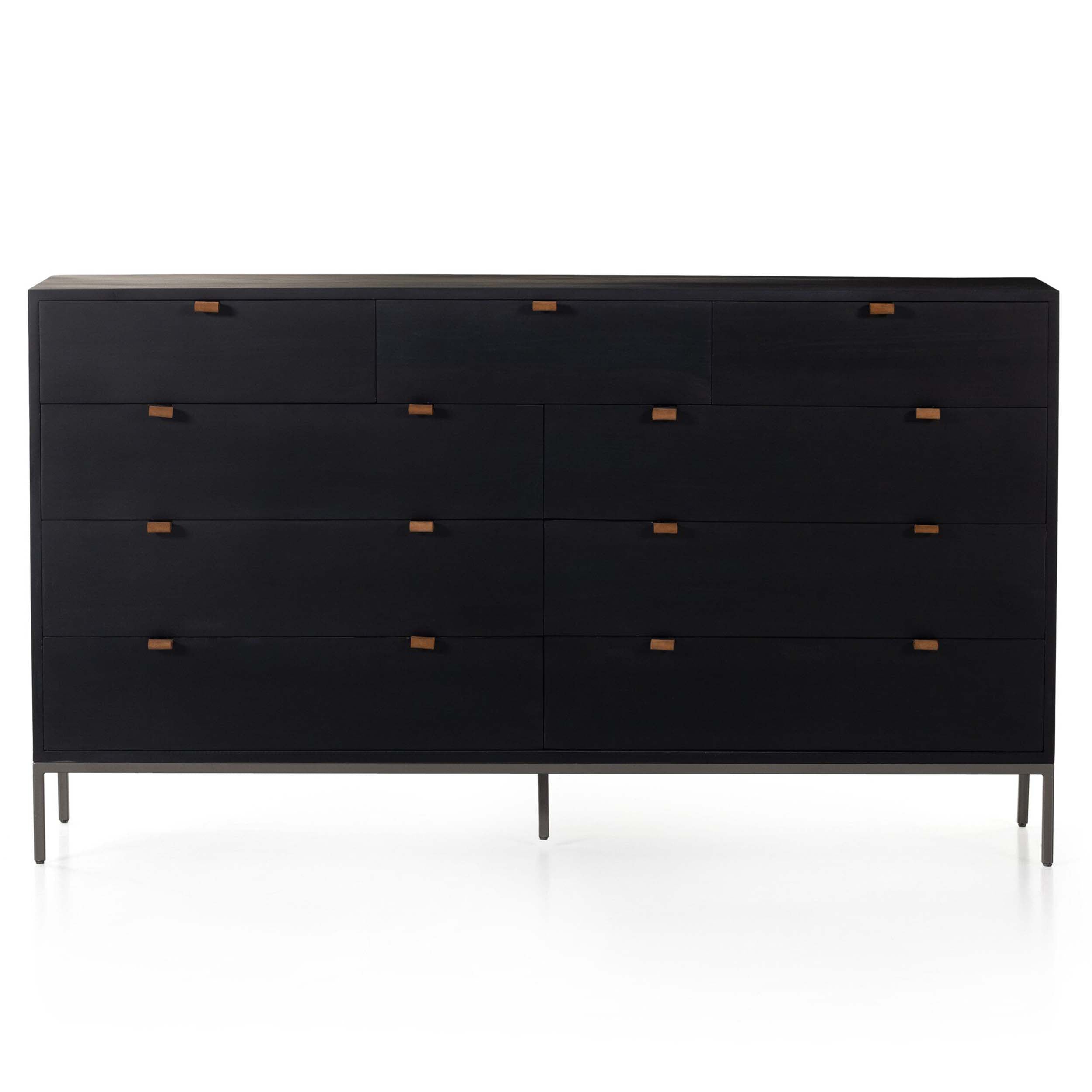 Trey 9 Drawer Dresser, Black Wash Poplar