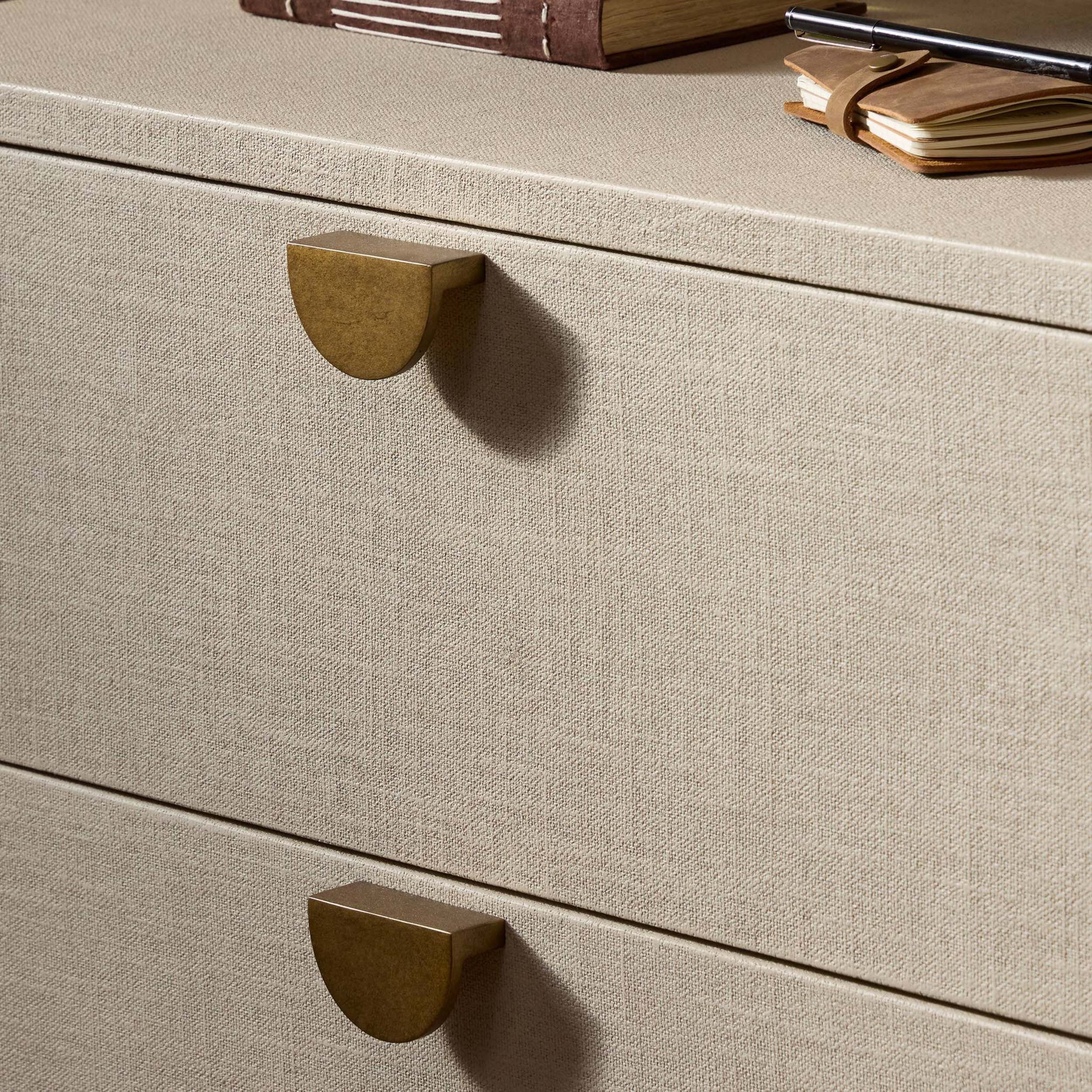 Cressida Nightstand, Ivory Painted Linen