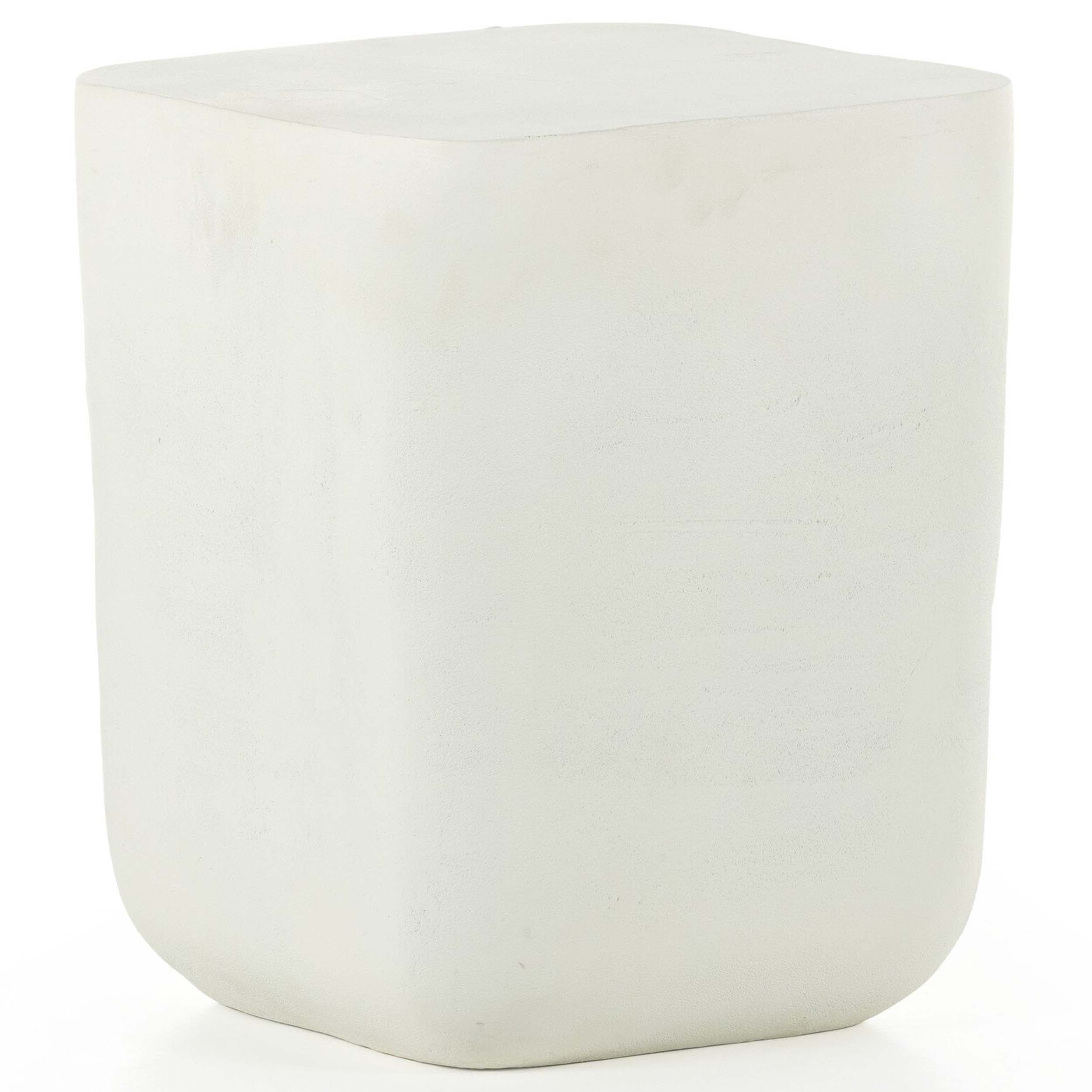 Basil Outdoor Square Drink Table, Matte White Cast Aluminum