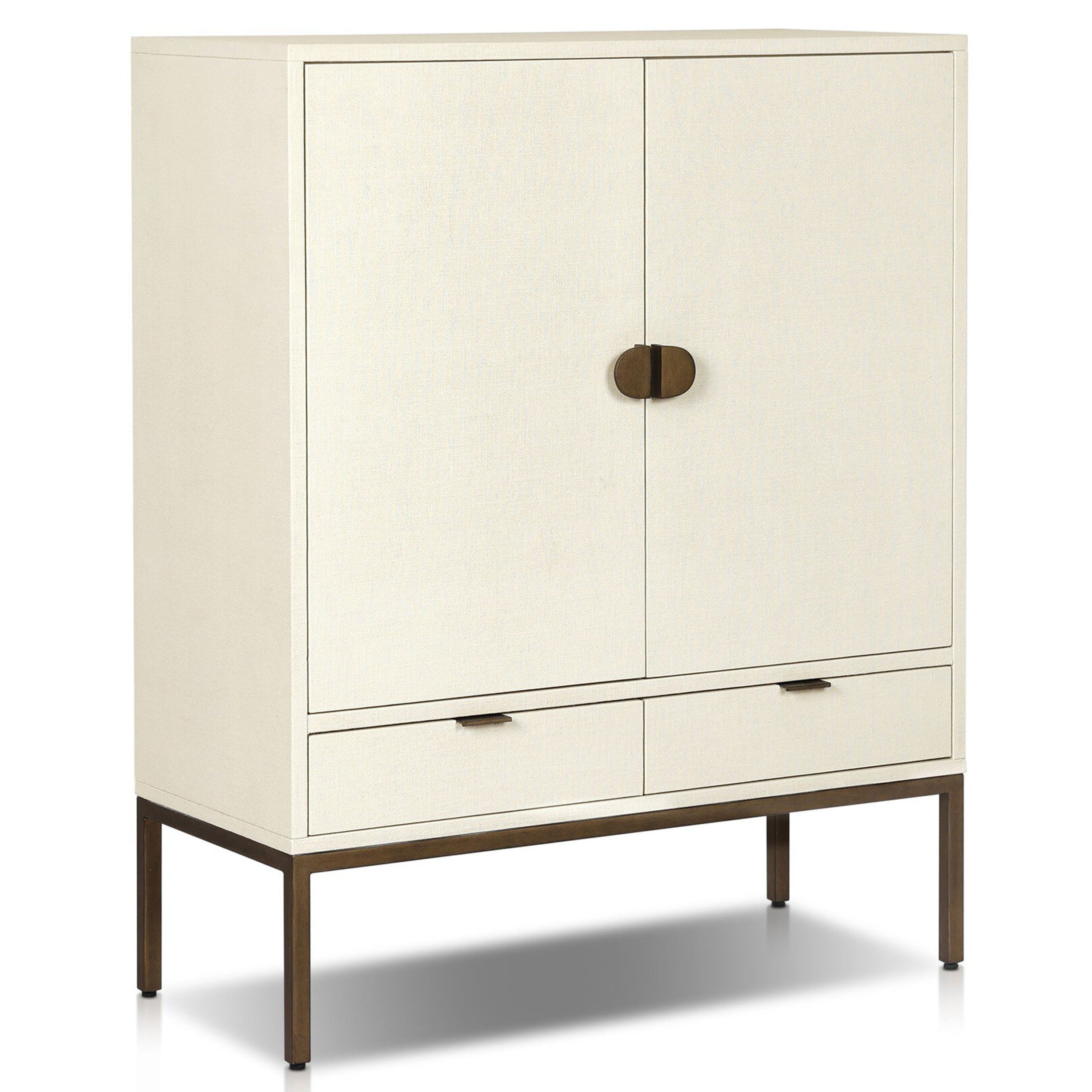 Cressida Bar Cabinet, Ivory Painted Linen