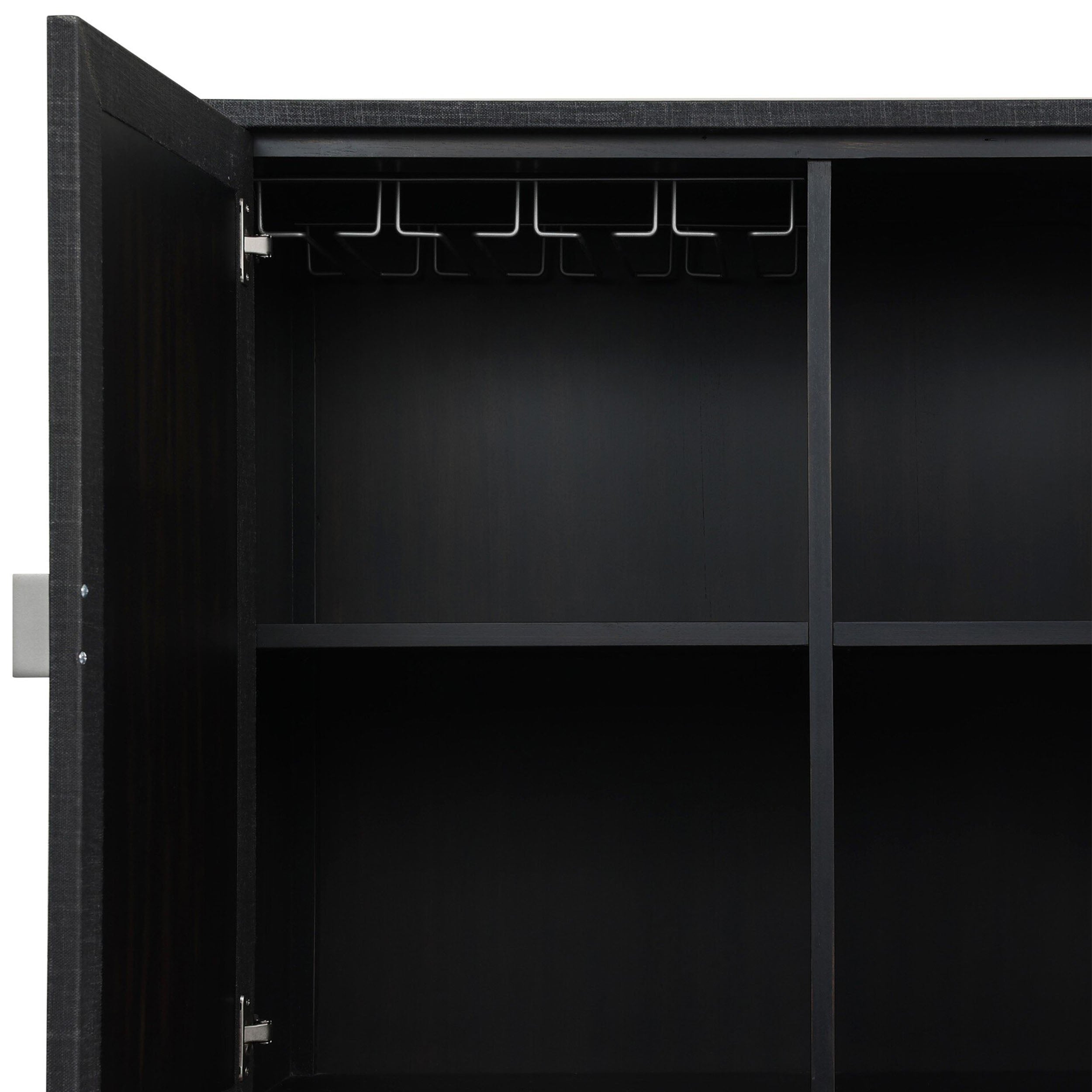 Cressida Bar Cabinet, Black Linen