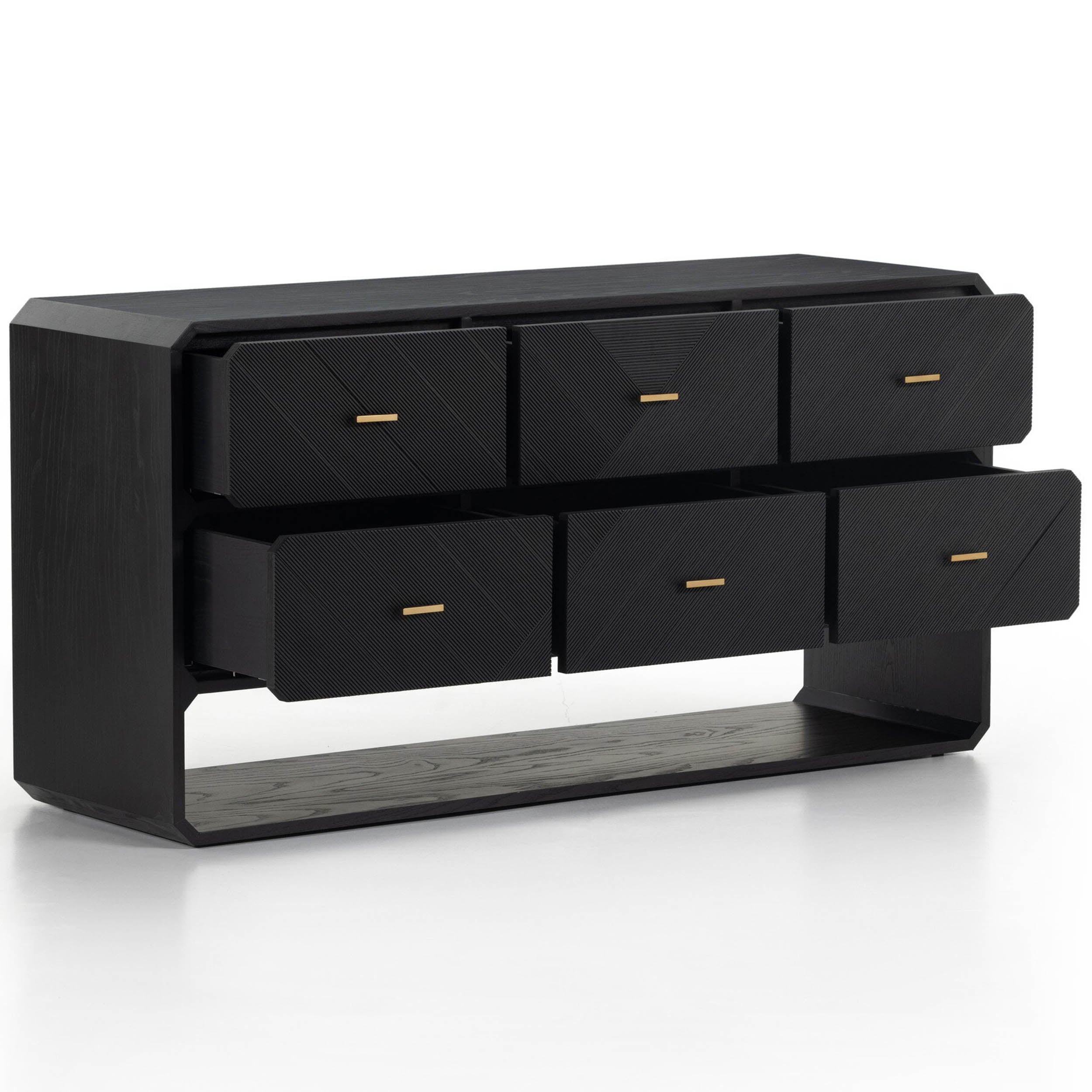 Caspian 6 Drawer Dresser, Black Ash