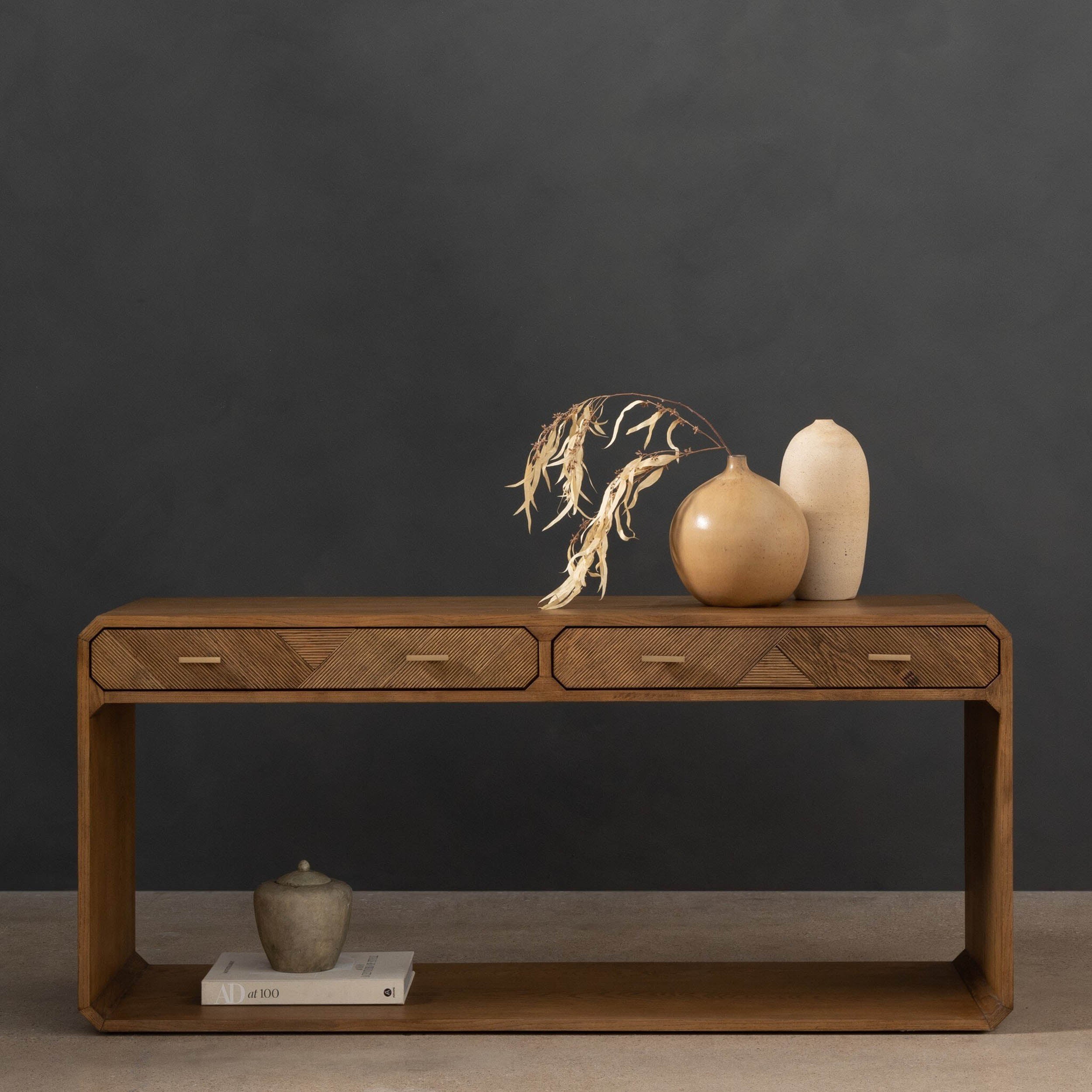Caspian Console Table, Natural Ash Veneer