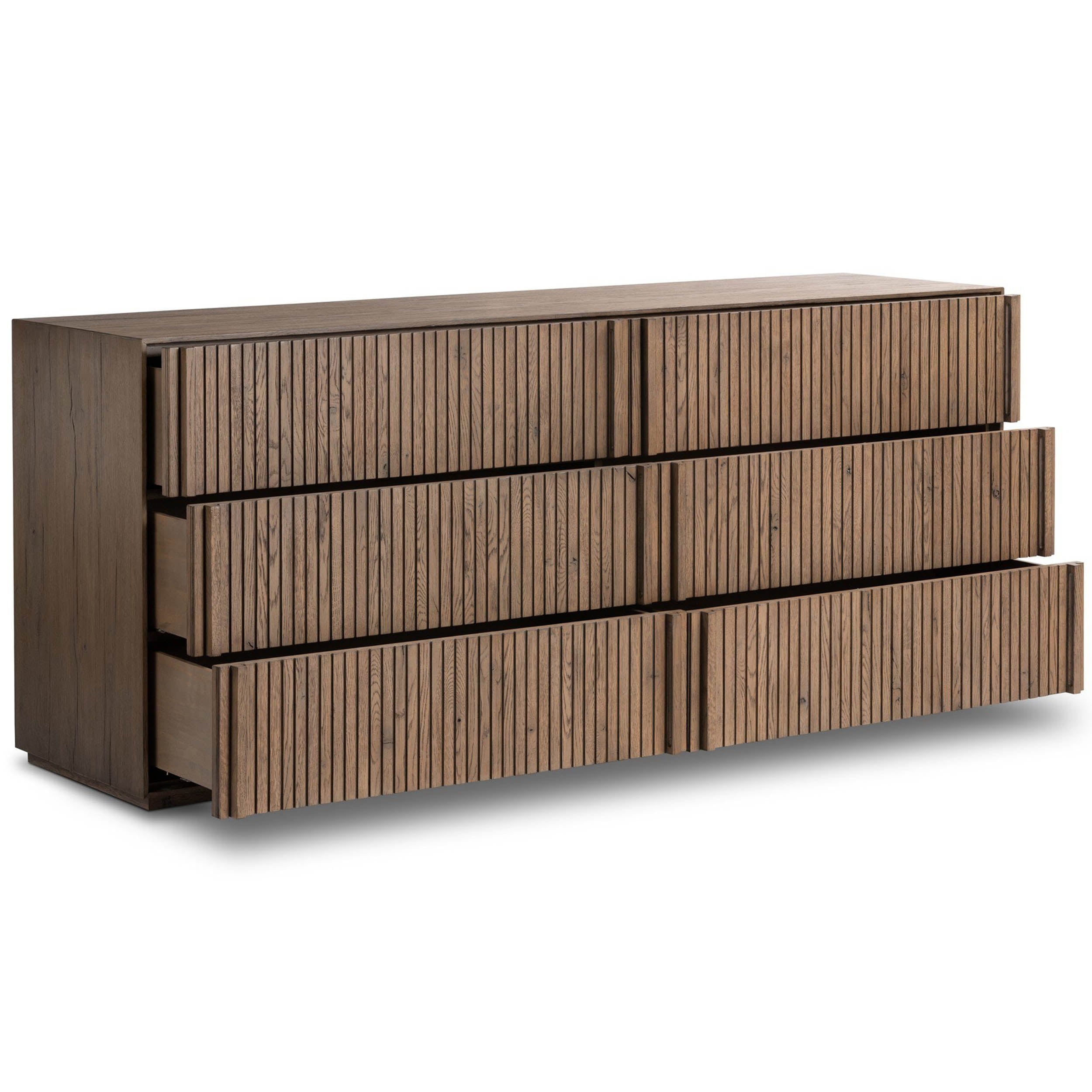 Leo 6 Drawer Dresser, Rustic Grey