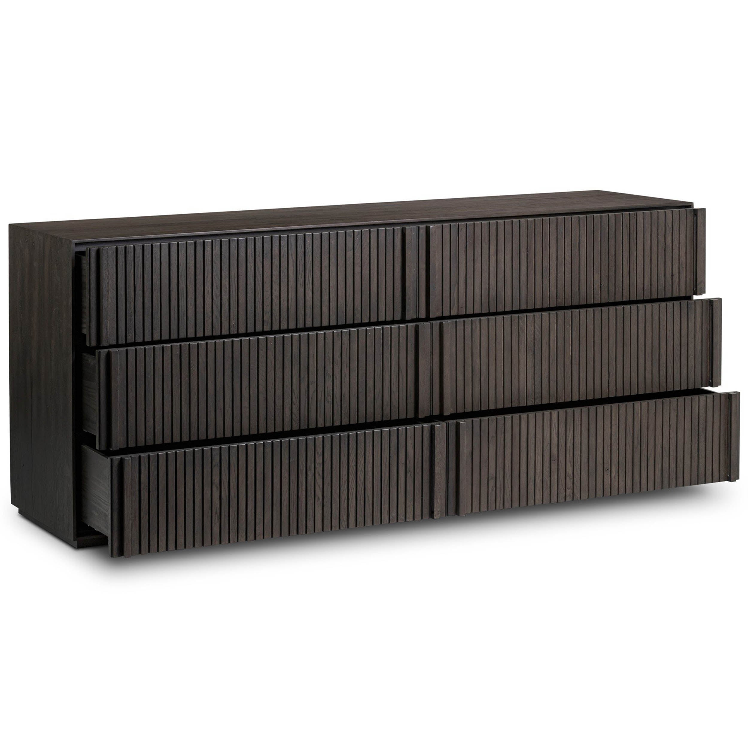 Leo 6 Drawer Dresser, Smoked Black