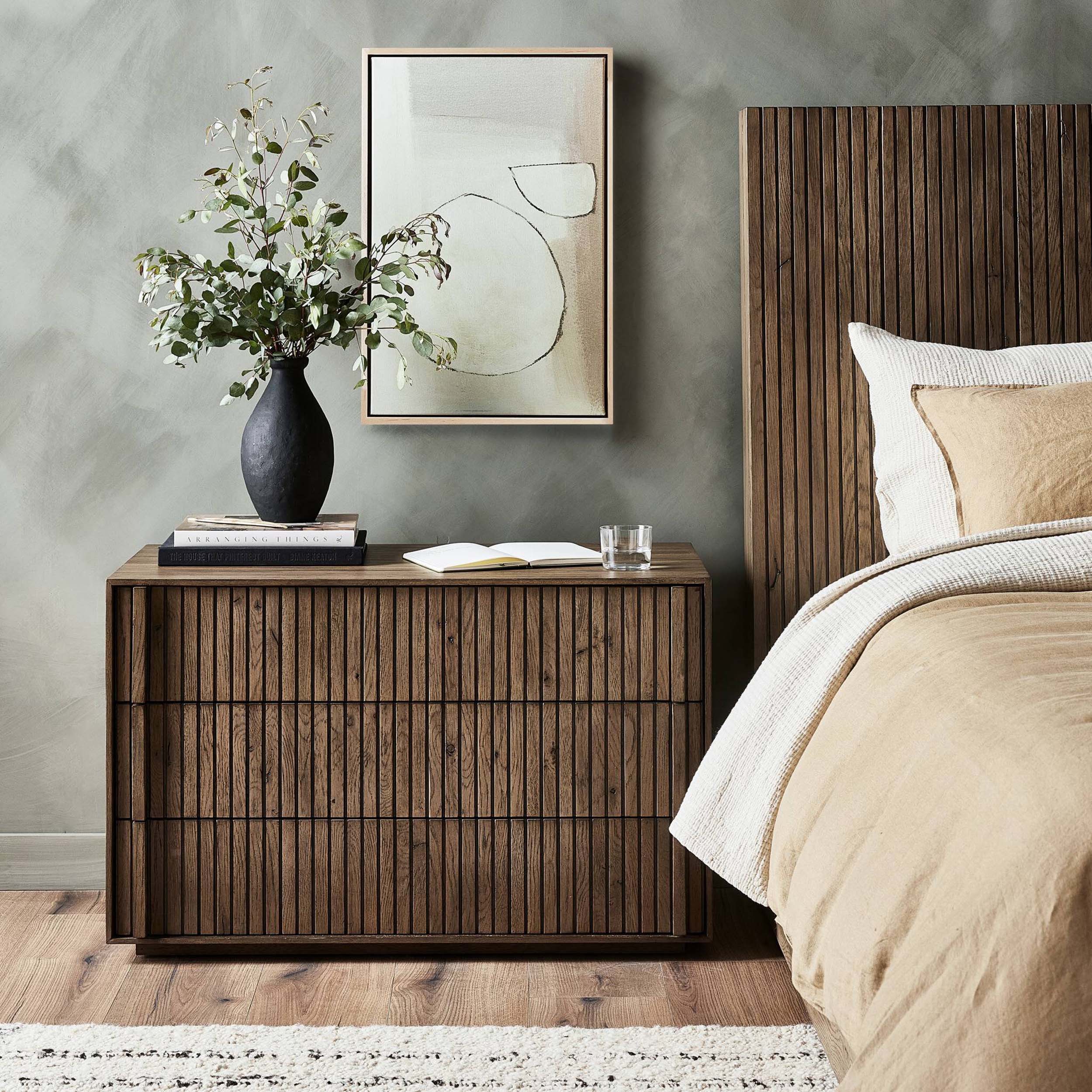 Leo Nightstand, Rustic Grey Veneer