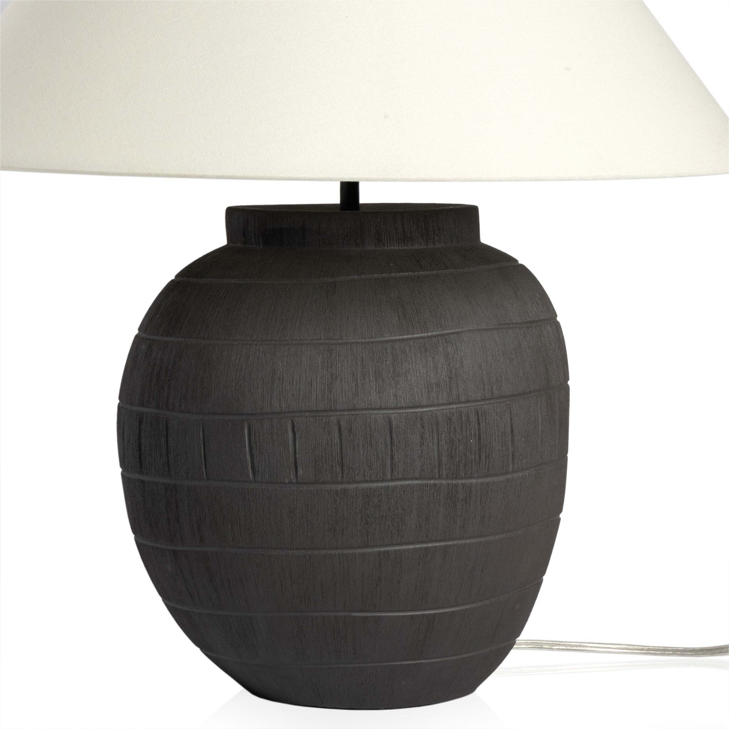 Muji Table Lamp, Textured Matte Black Porcelain Ceramic