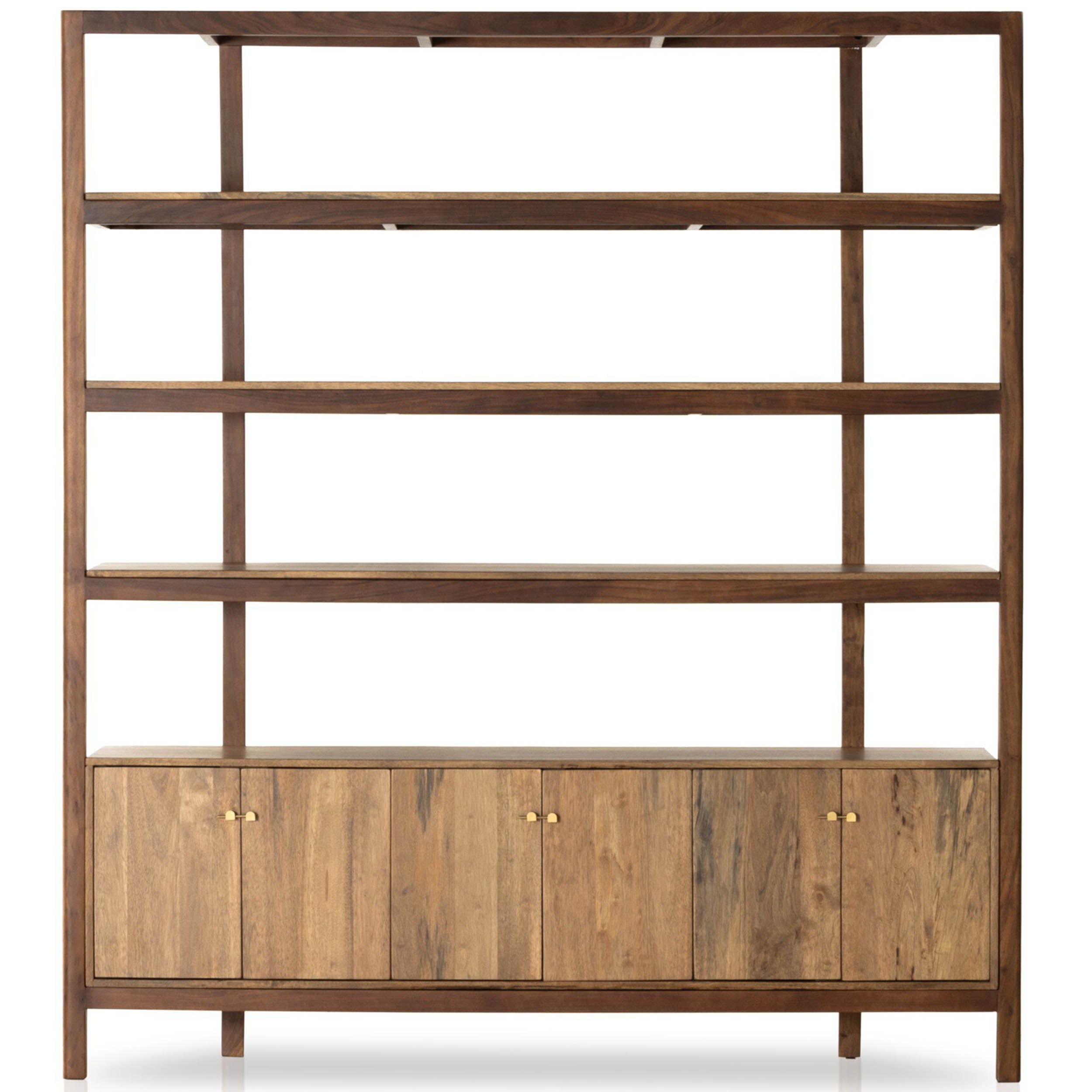 Reza Wide Bookcase, Toasted Acacia
