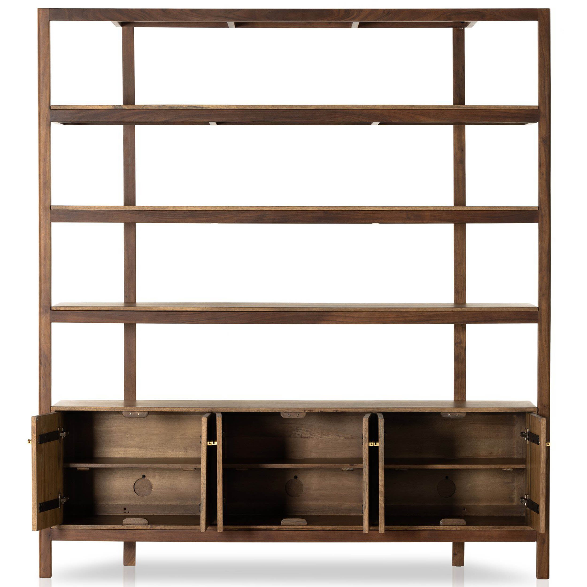 Reza Wide Bookcase, Toasted Acacia