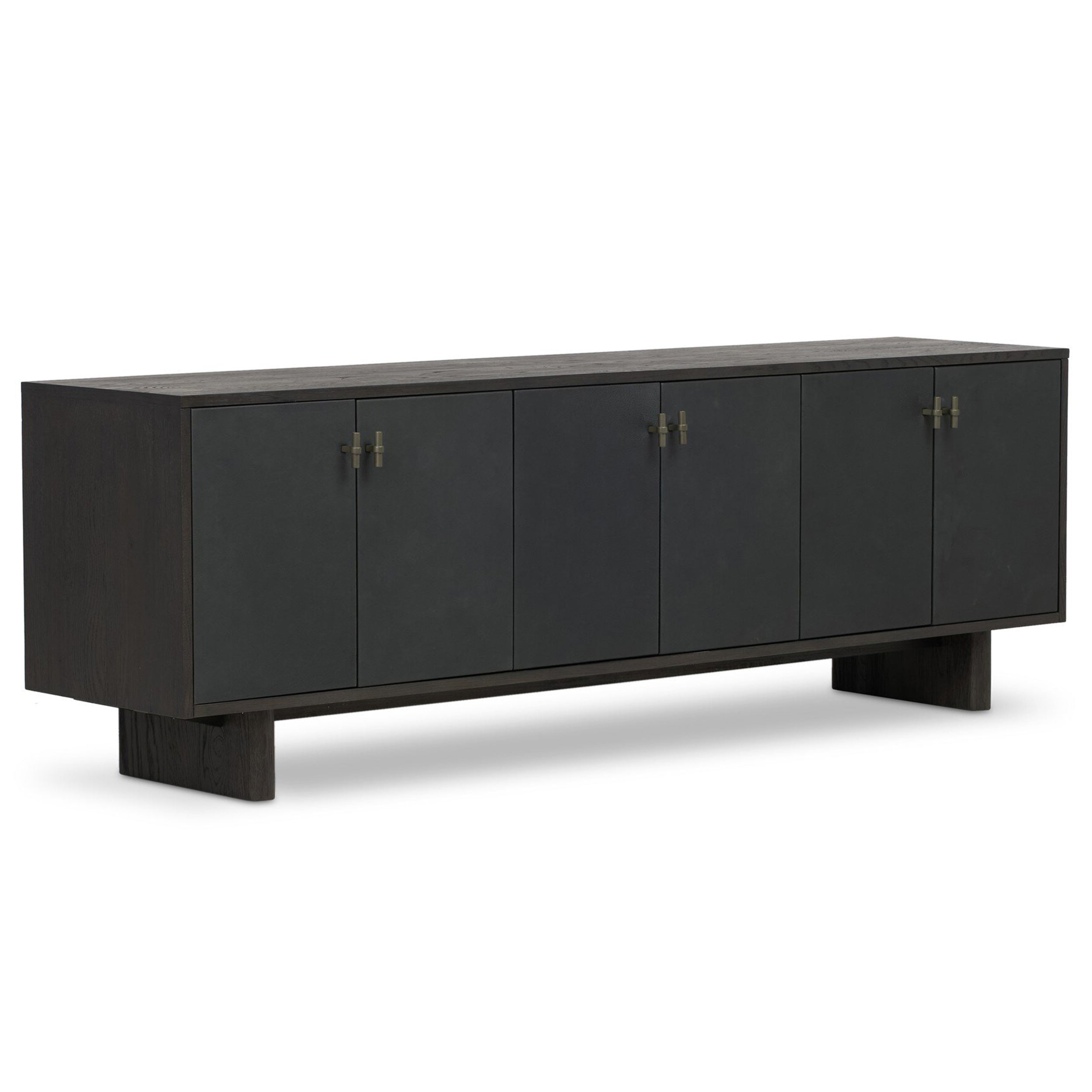 Posada Media Console, Worn Black Oak Veneer