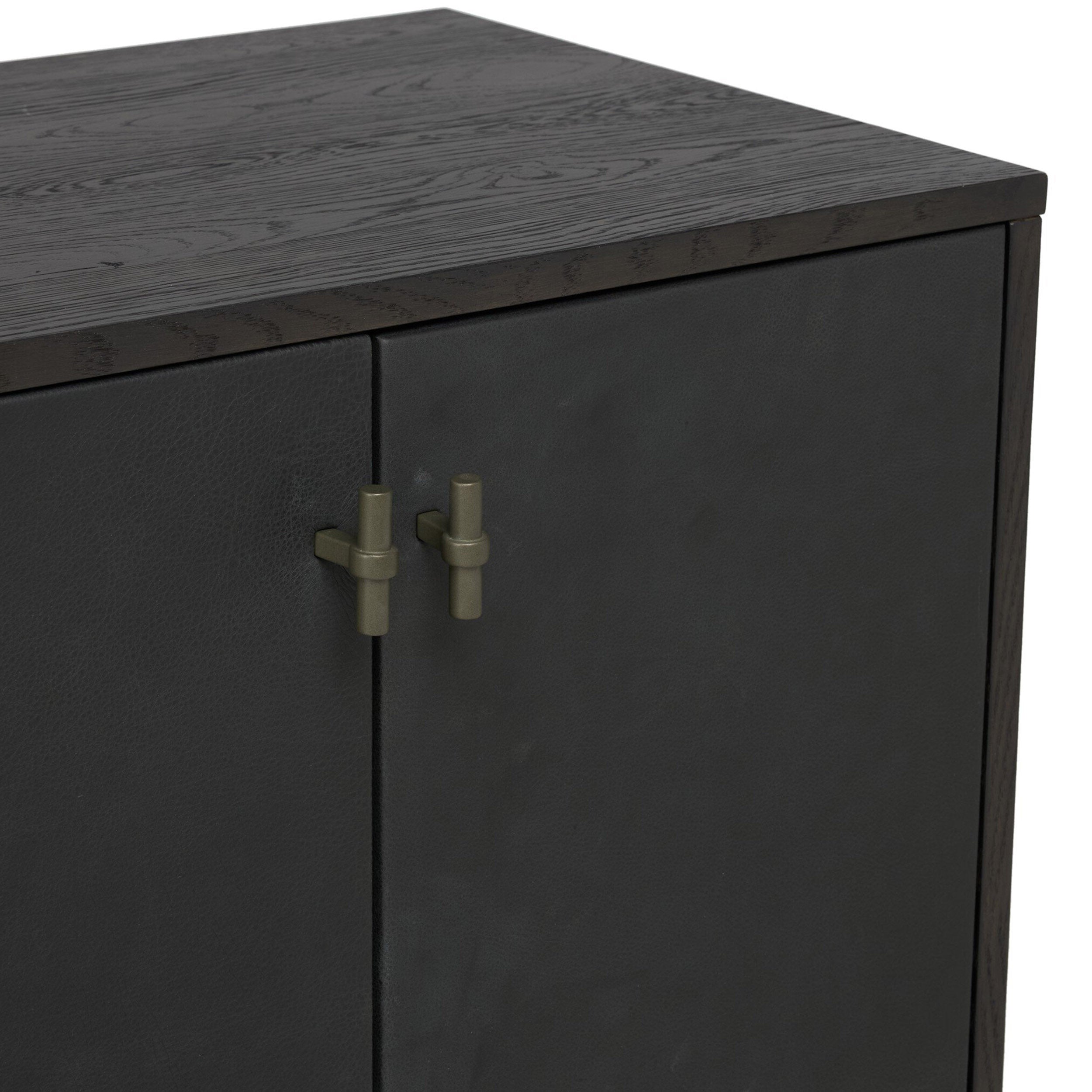 Posada Media Console, Worn Black Oak Veneer
