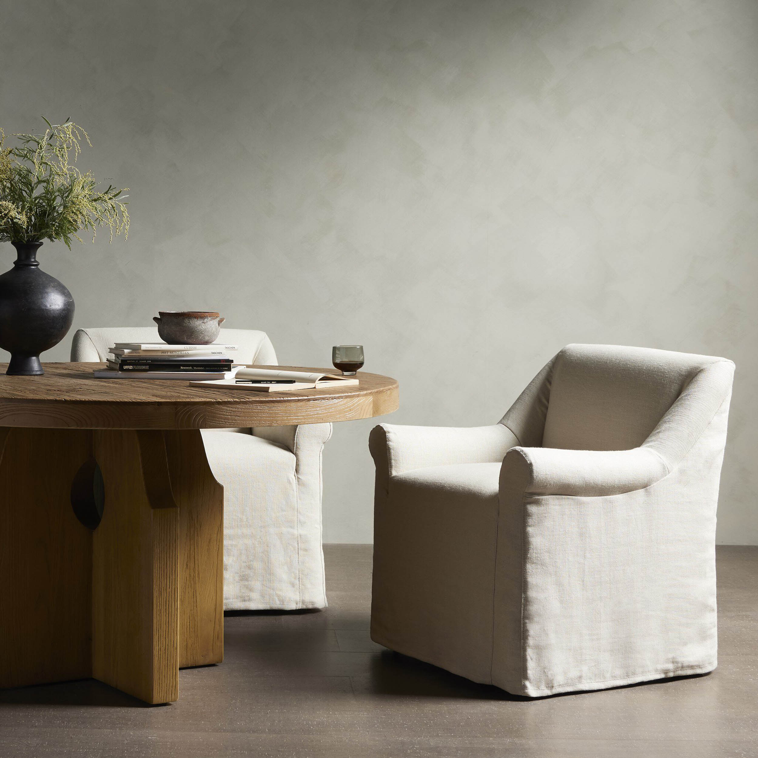 Bridges Slipcover Dining Armchair, Brussels Natural