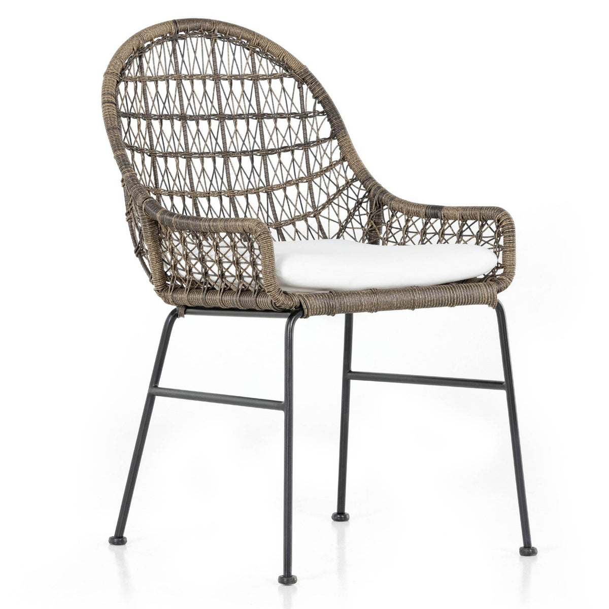 Bandera Outdoor Woven Dining Chair, Stinson White, Distressed Grey, Set of 2