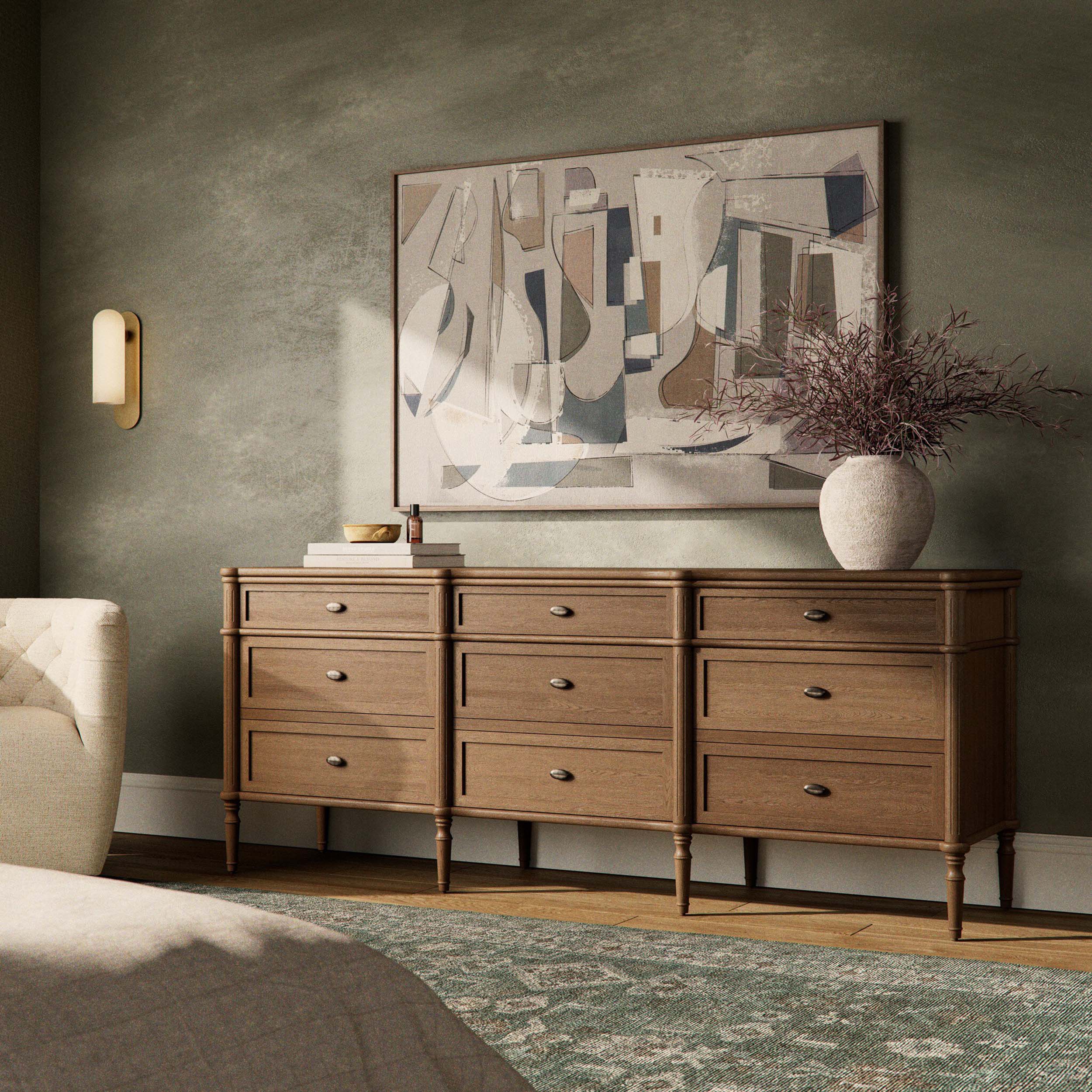 Toulouse 9 Drawer Dresser, Toasted Oak Veneer