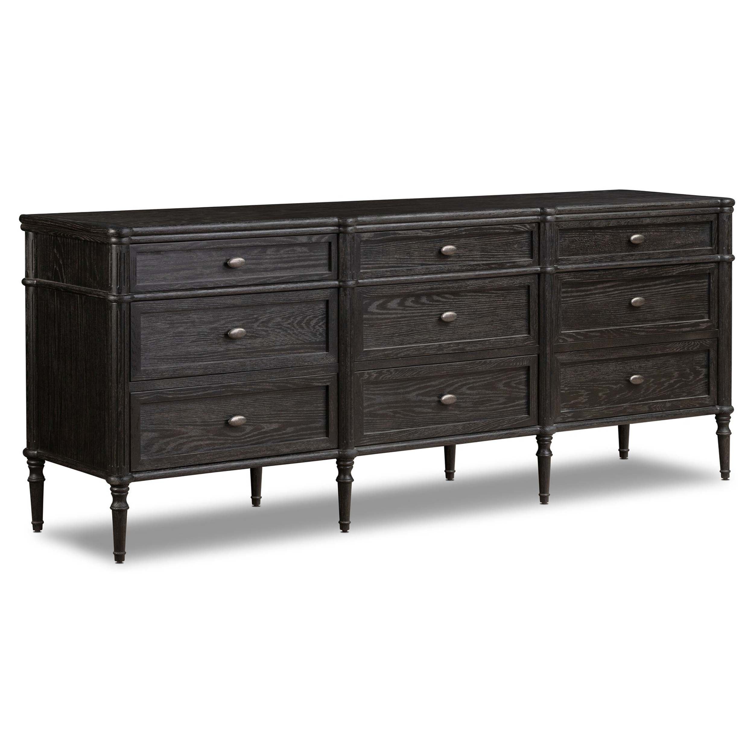 Toulouse 9 Drawer Dresser, Distressed Black