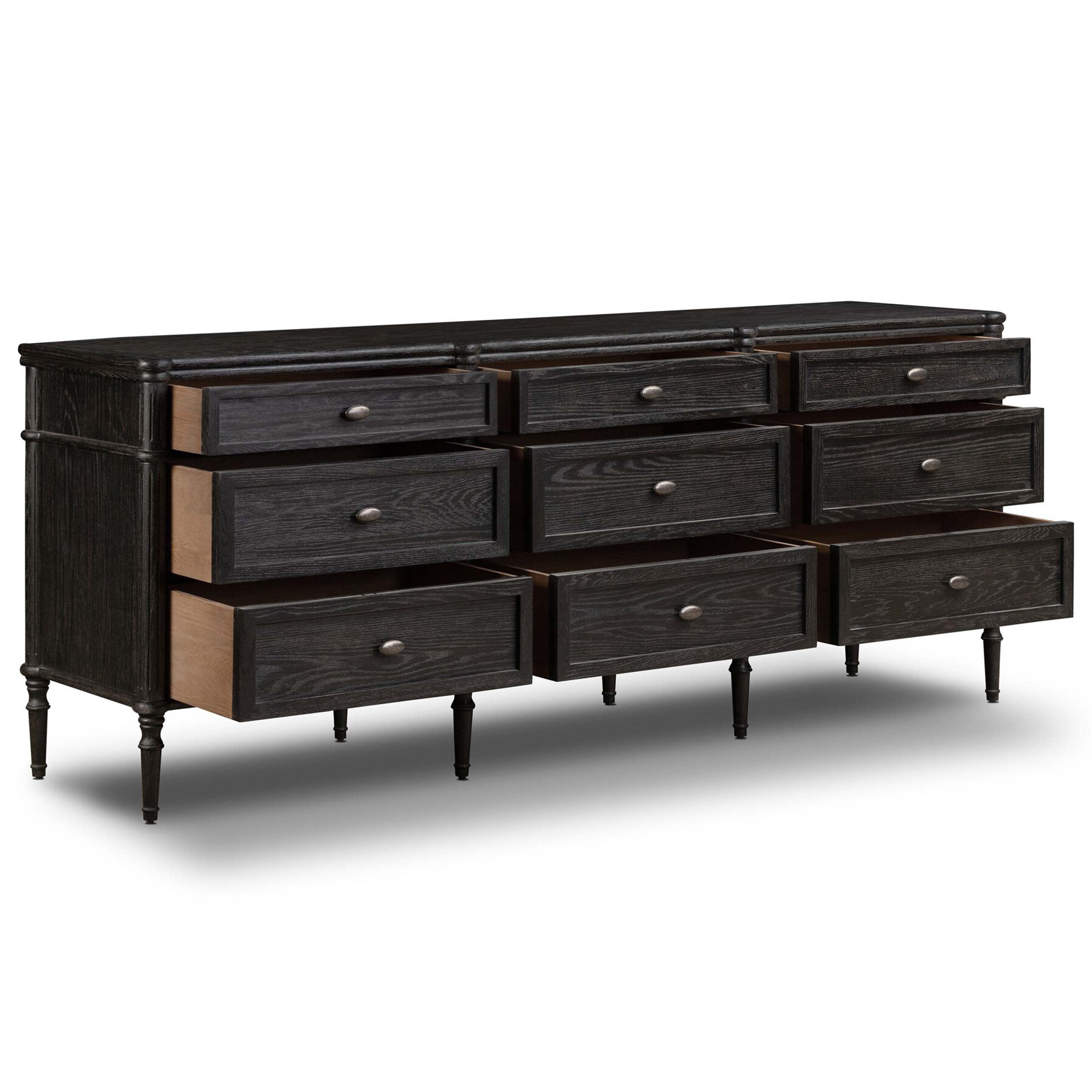 Toulouse 9 Drawer Dresser, Distressed Black