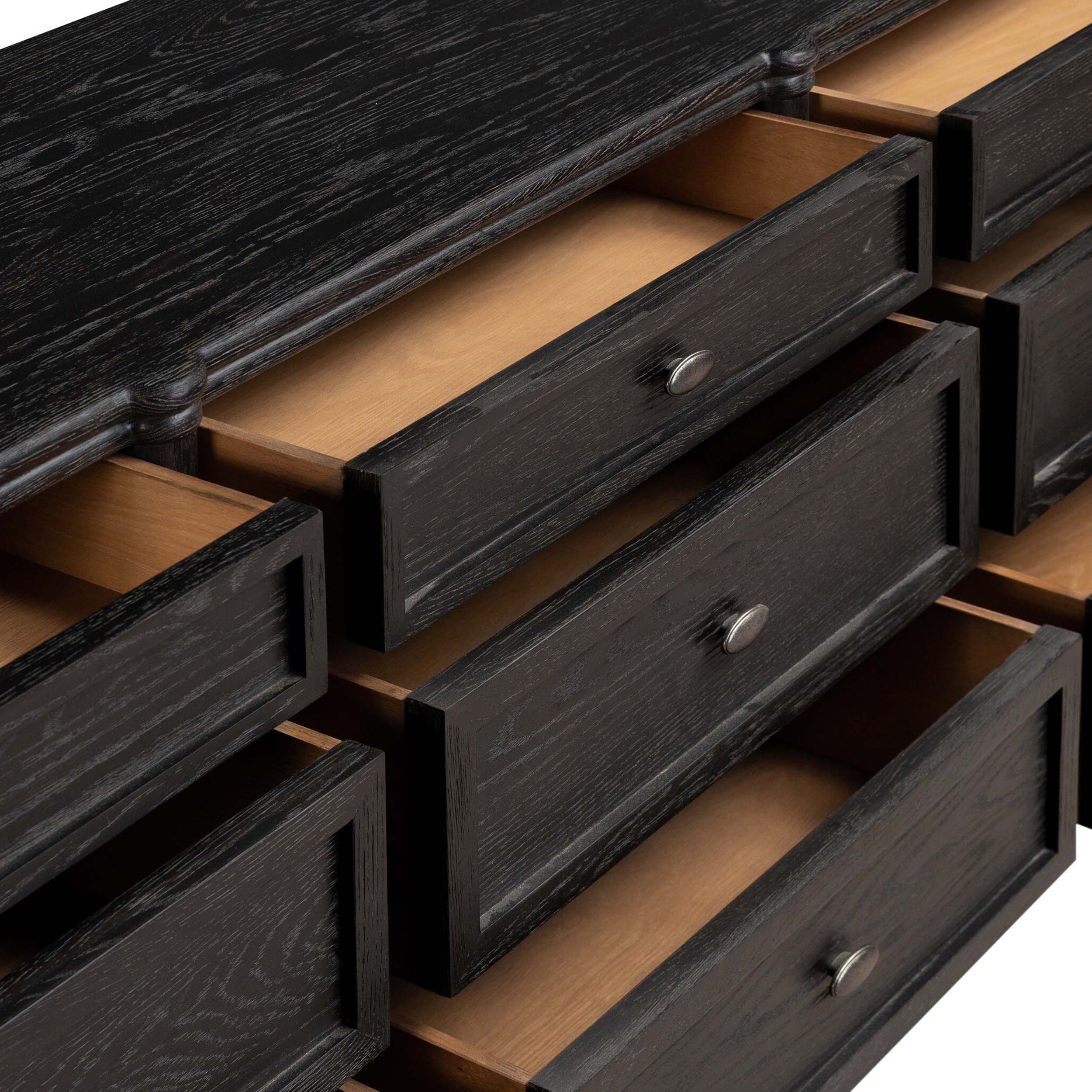 Toulouse 9 Drawer Dresser, Distressed Black