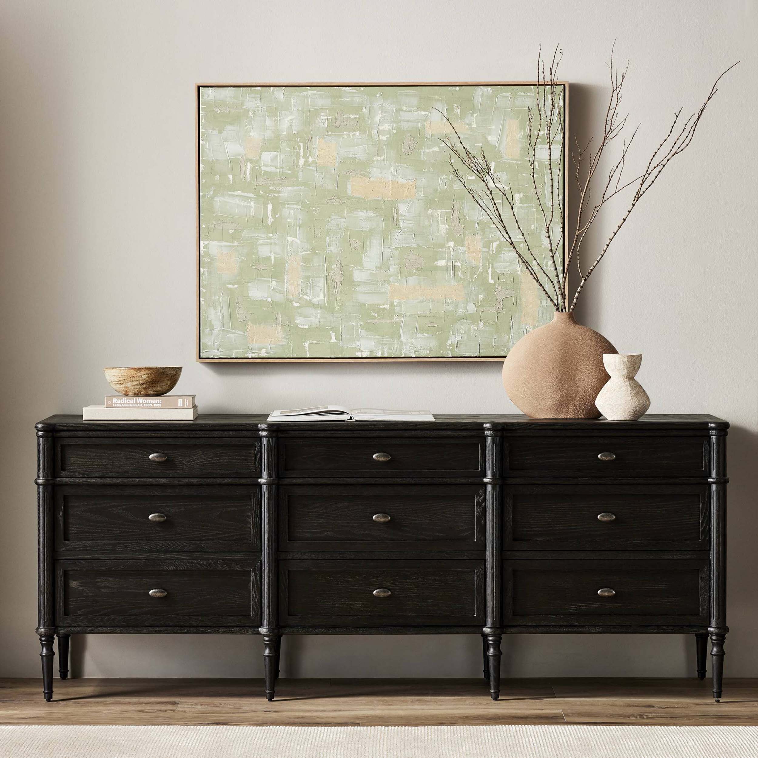 Toulouse 9 Drawer Dresser, Distressed Black