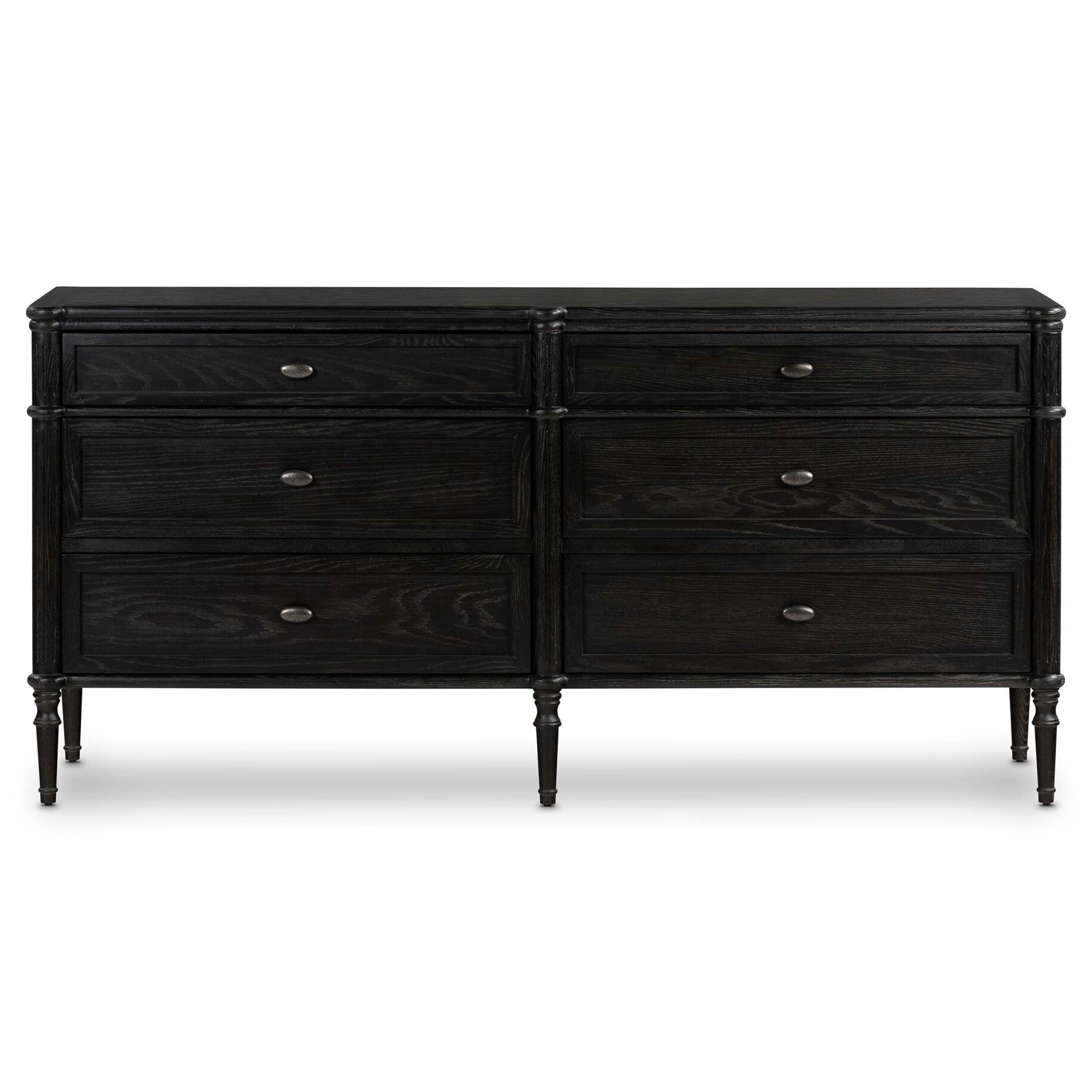 Toulouse 6 Drawer Dresser, Distressed Black