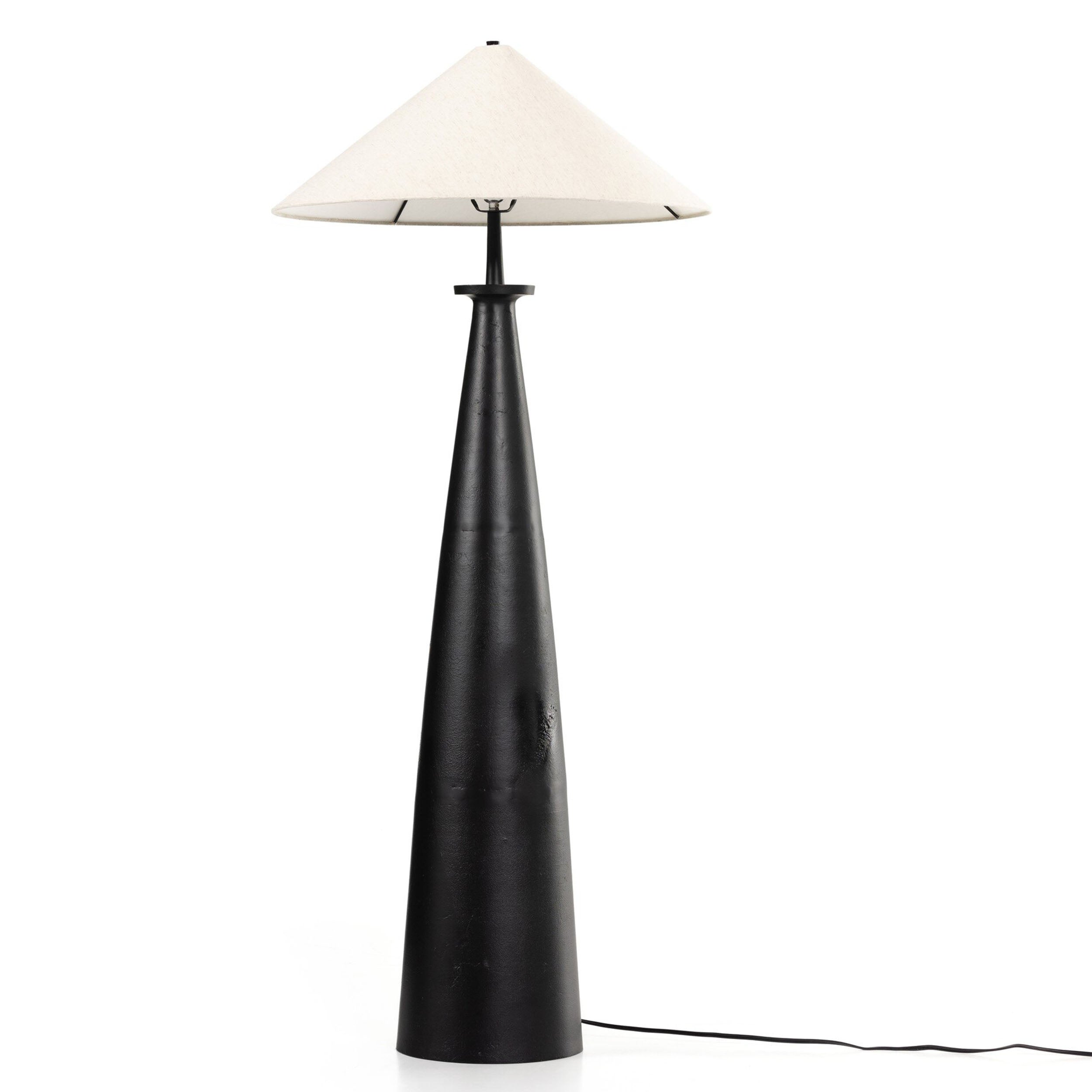 Innes Tapered Shade Floor Lamp, Matte Black Cast Aluminum