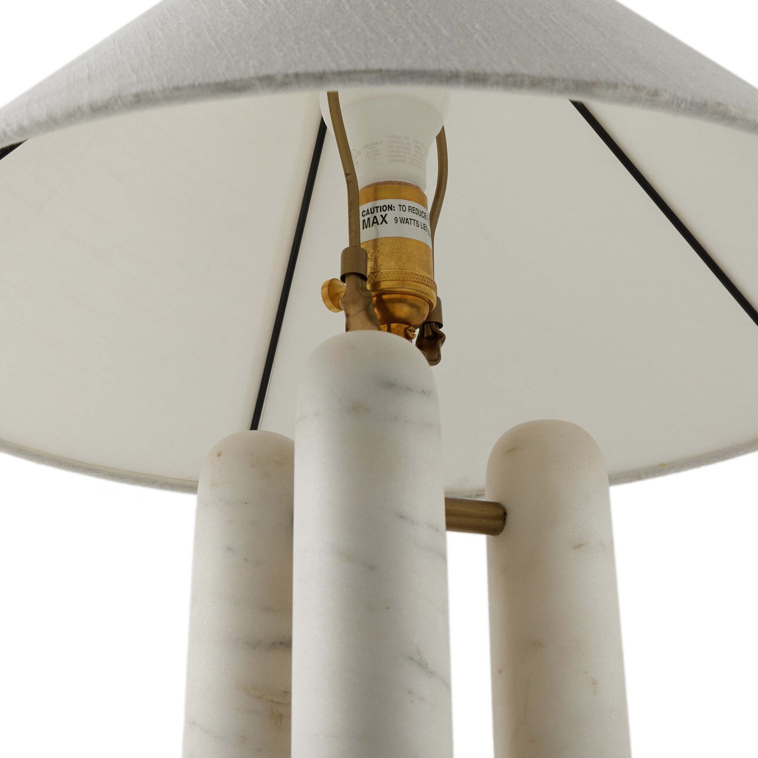 Medici Table Lamp, Charcoal and White Marble, White Silk