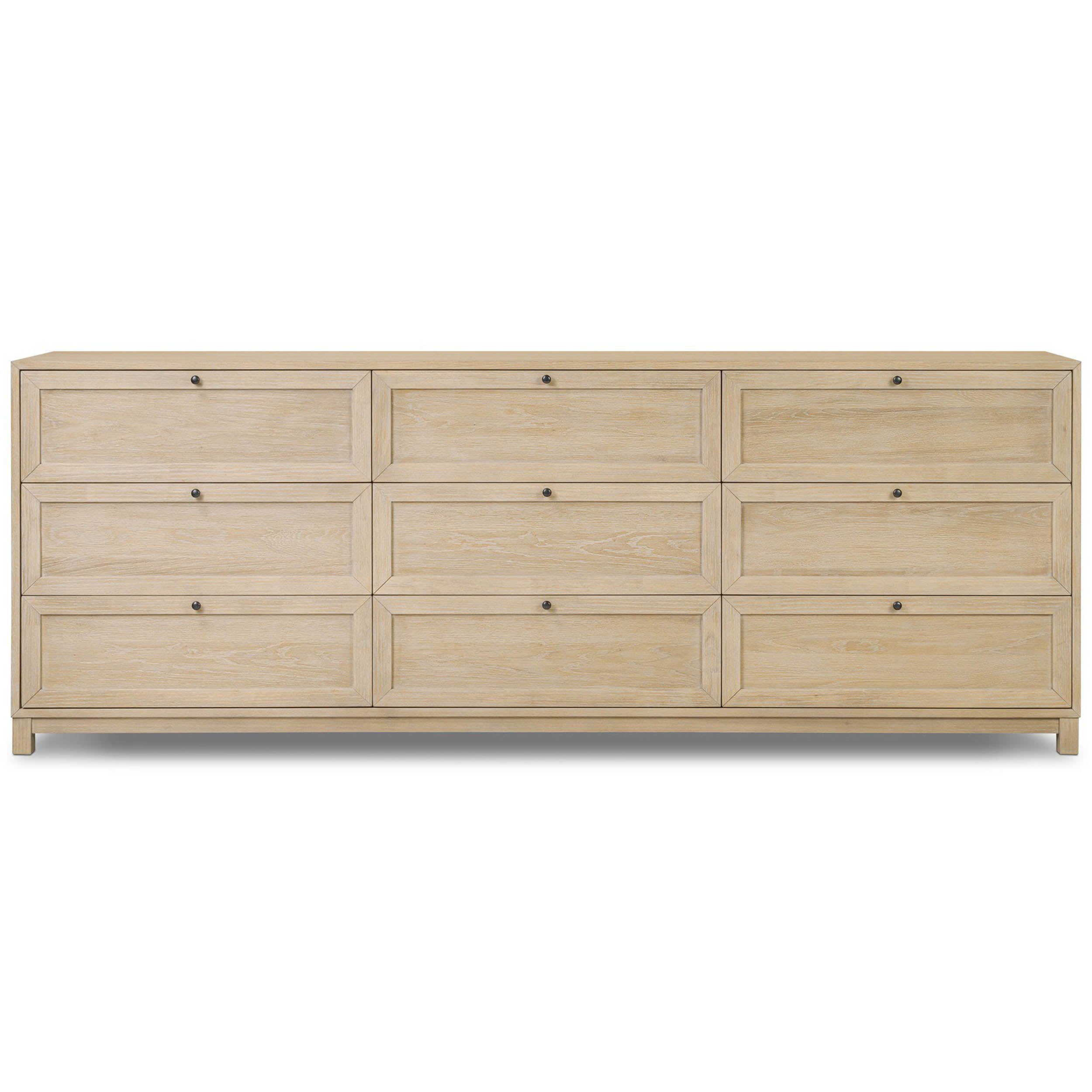 Millie 9 Drawer Dresser, Bleached Oak Veneer