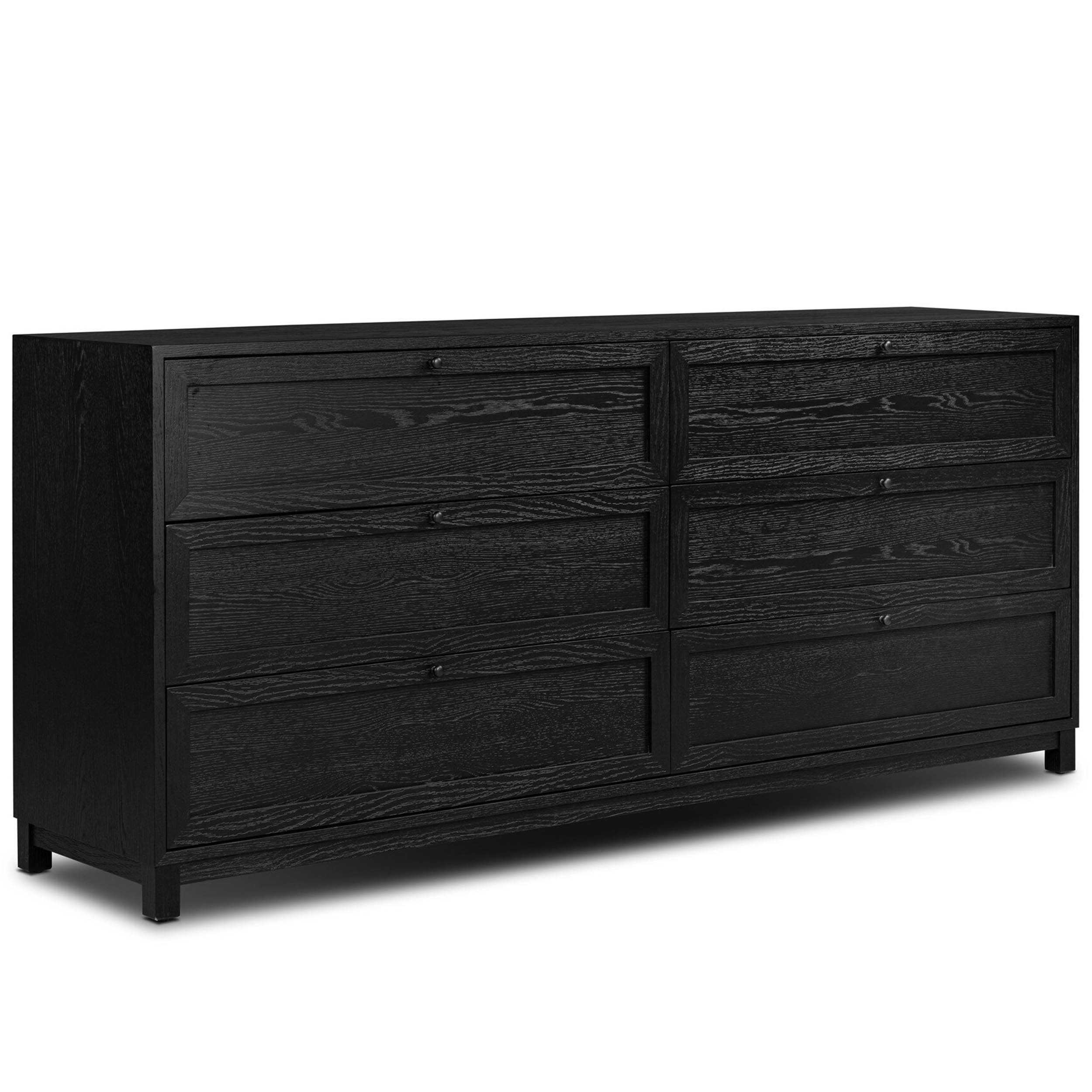 Millie 6 Drawer Dresser, Drifted Matte Black Veneer