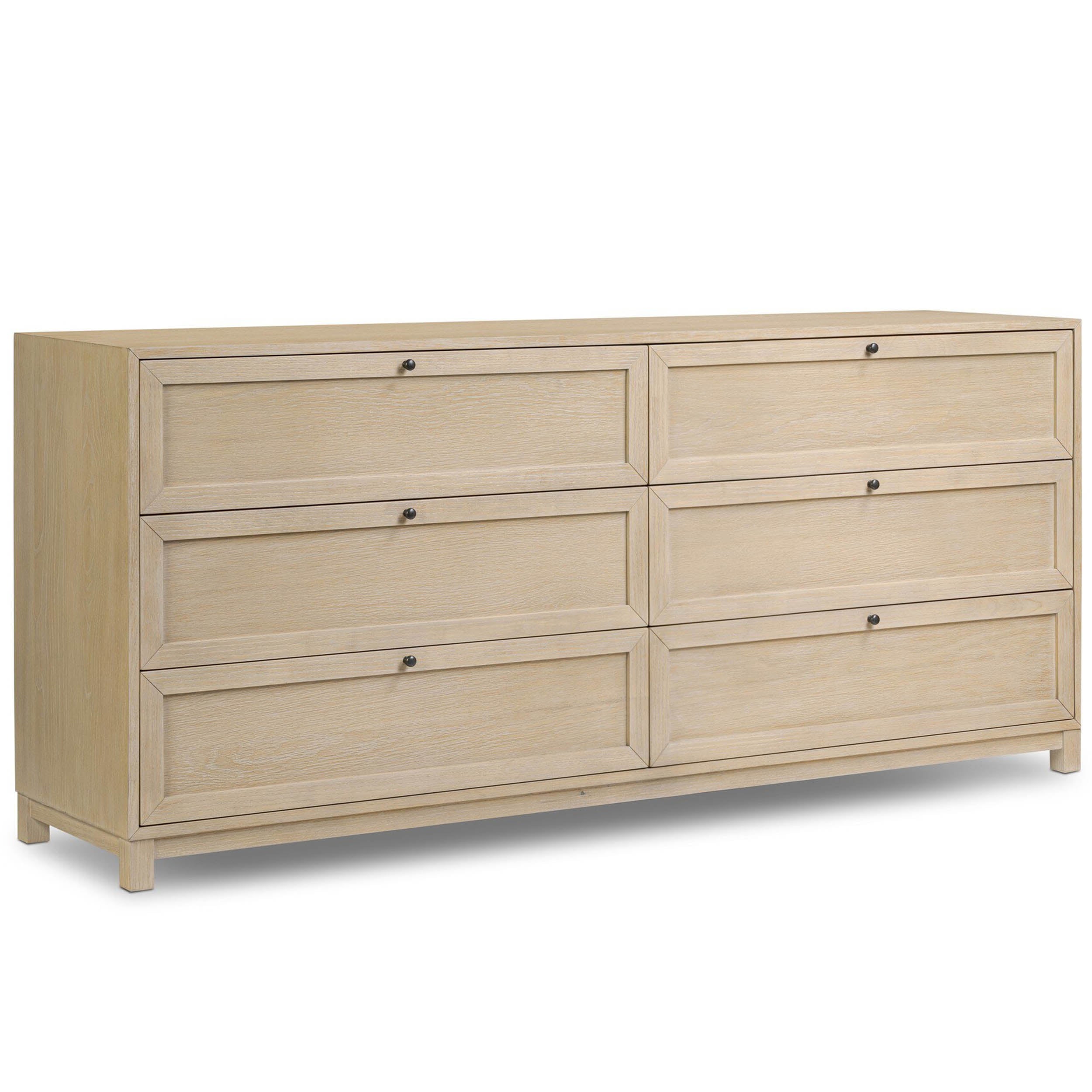 Millie 6 Drawer Dresser, Bleached Oak Veneer