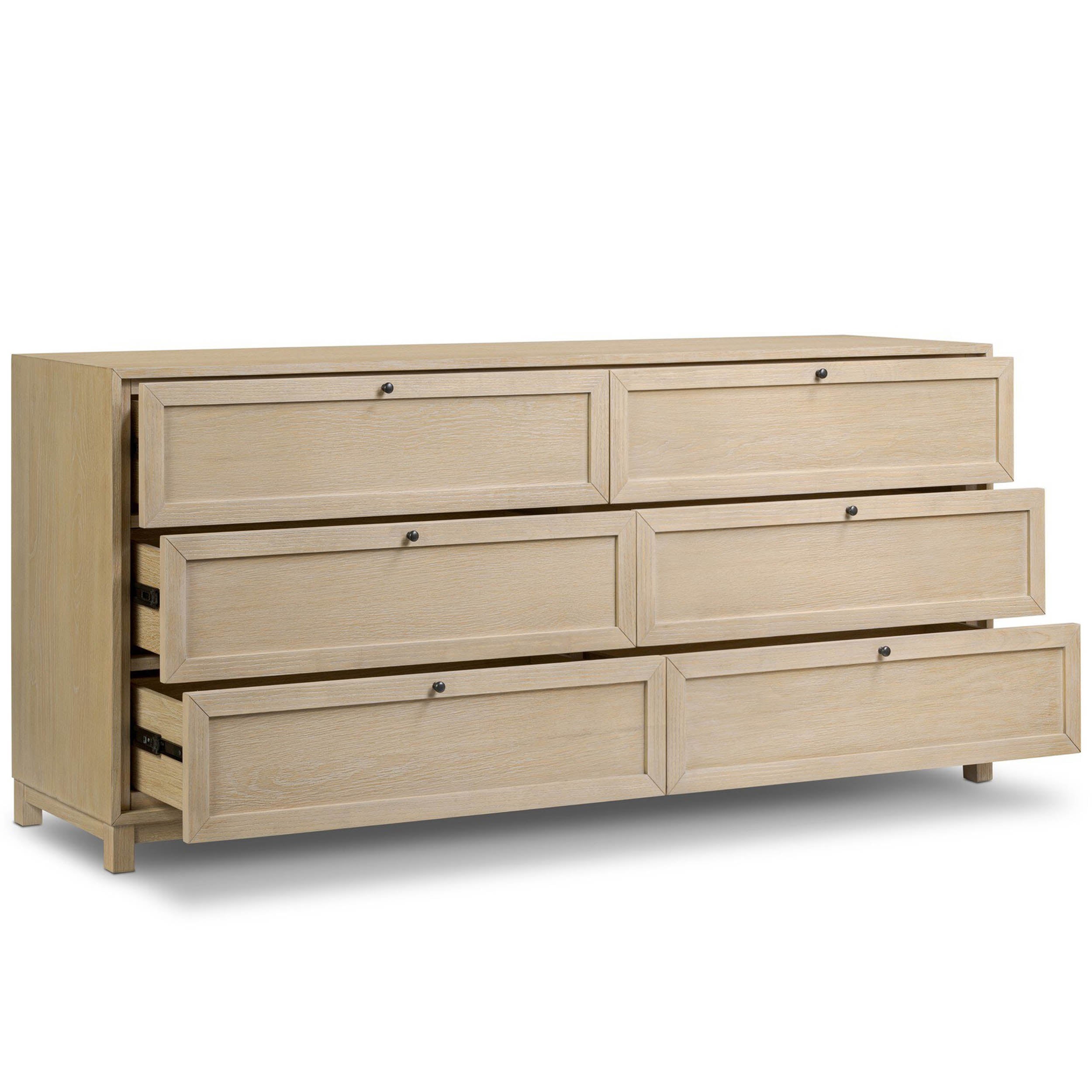 Millie 6 Drawer Dresser, Bleached Oak Veneer