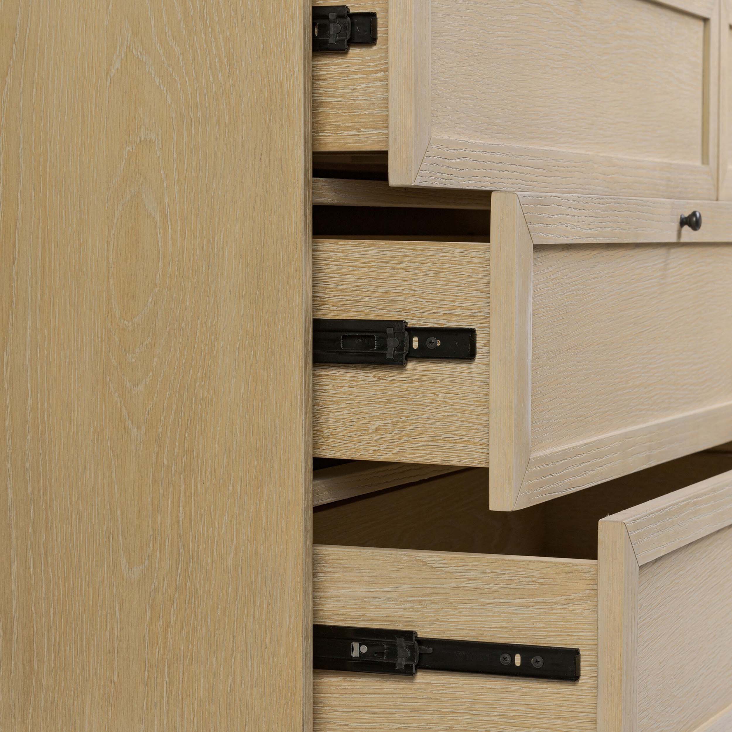 Millie 6 Drawer Dresser, Bleached Oak Veneer